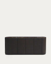 Sideboard Nemore mit 4 Türen aus Eichenfurnier und Keramikplatte mit Emperador-Marmor-Effekt, FSC Mix Credit 200 x 45 cm