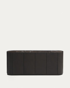 Sideboard Nemore mit 4 Türen aus Eichenfurnier und Keramikplatte mit Emperador-Marmor-Effekt, FSC Mix Credit 200 x 45 cm