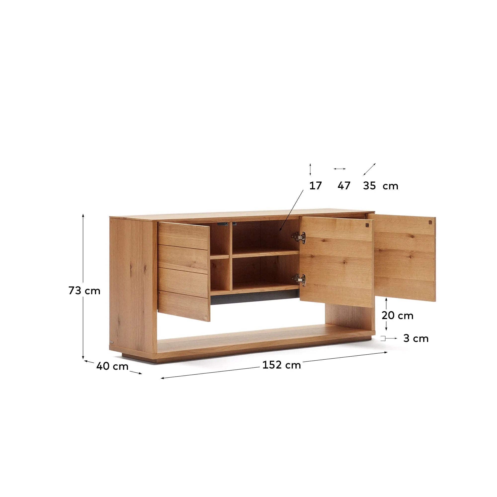 Elegantes Sideboard mit Eichenfurnier, bietet viel Stauraum und passt perfekt in moderne und klassische Wohnstile.