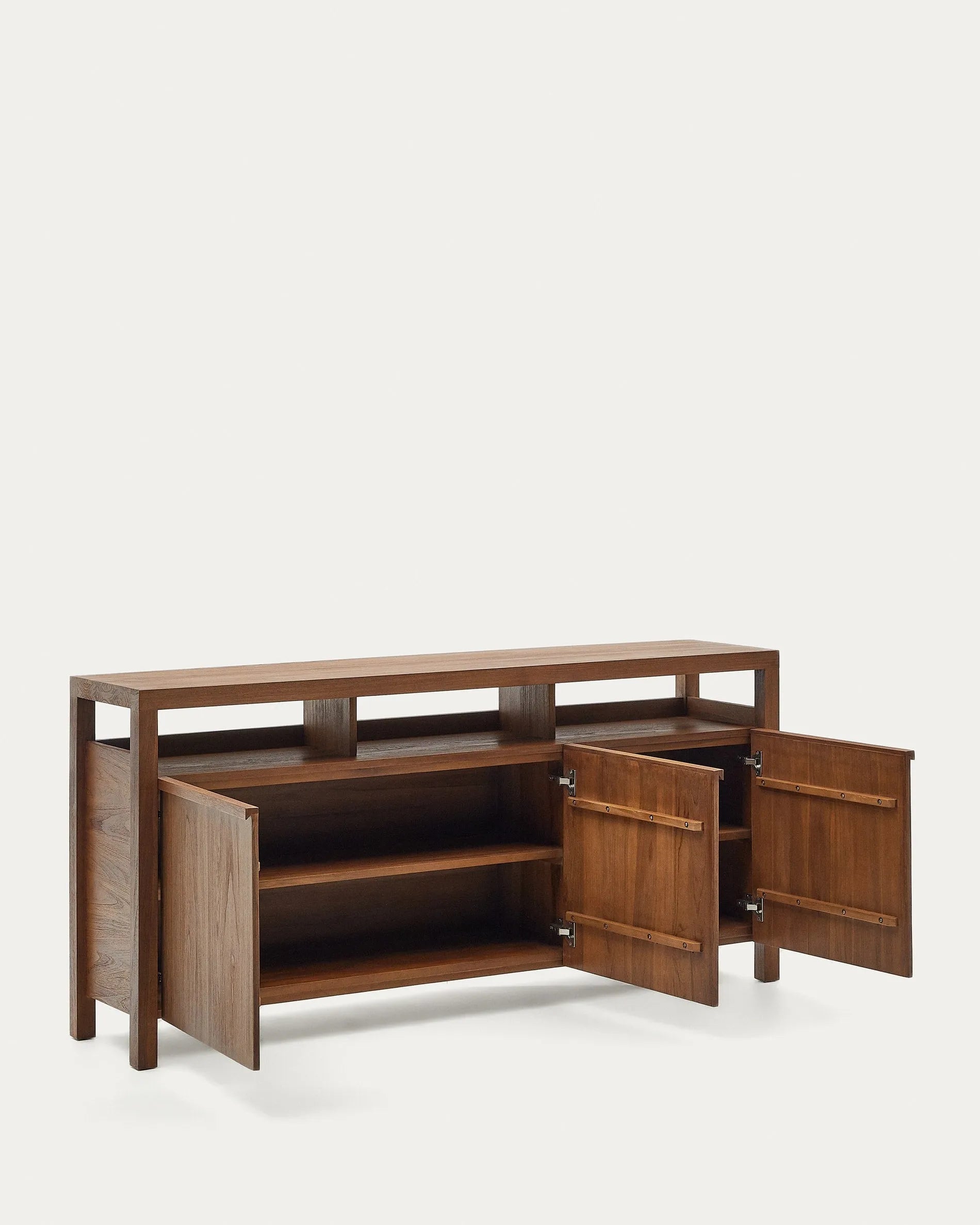 Elegantes Teakholz-Sideboard mit klaren Linien, bietet großzügigen Stauraum und verleiht jedem Raum zeitlose Eleganz.