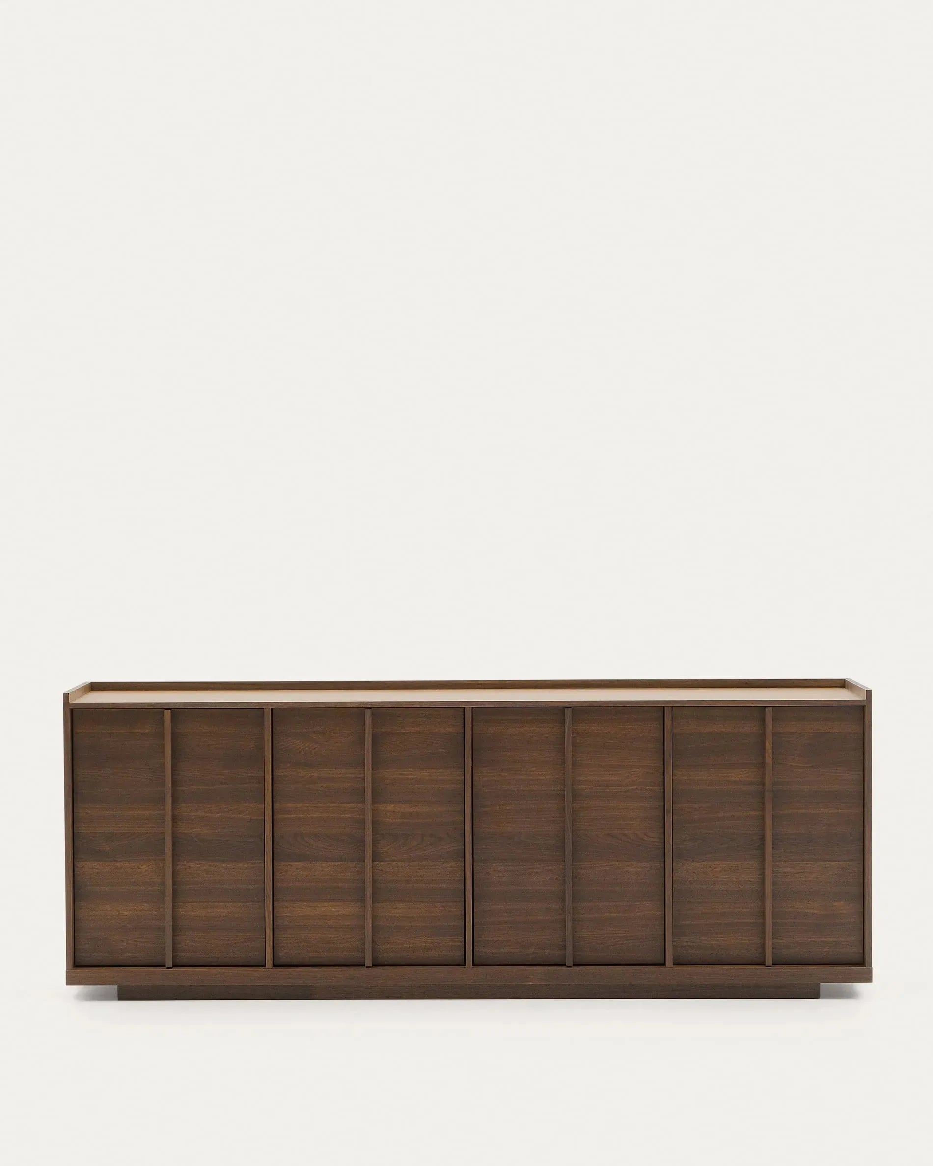 Elegantes Sideboard Onix aus Walnussfurnier, dunkles Finish, 200x80 cm, FSC-zertifiziert, von Kave Home, stilvoll und nachhaltig.