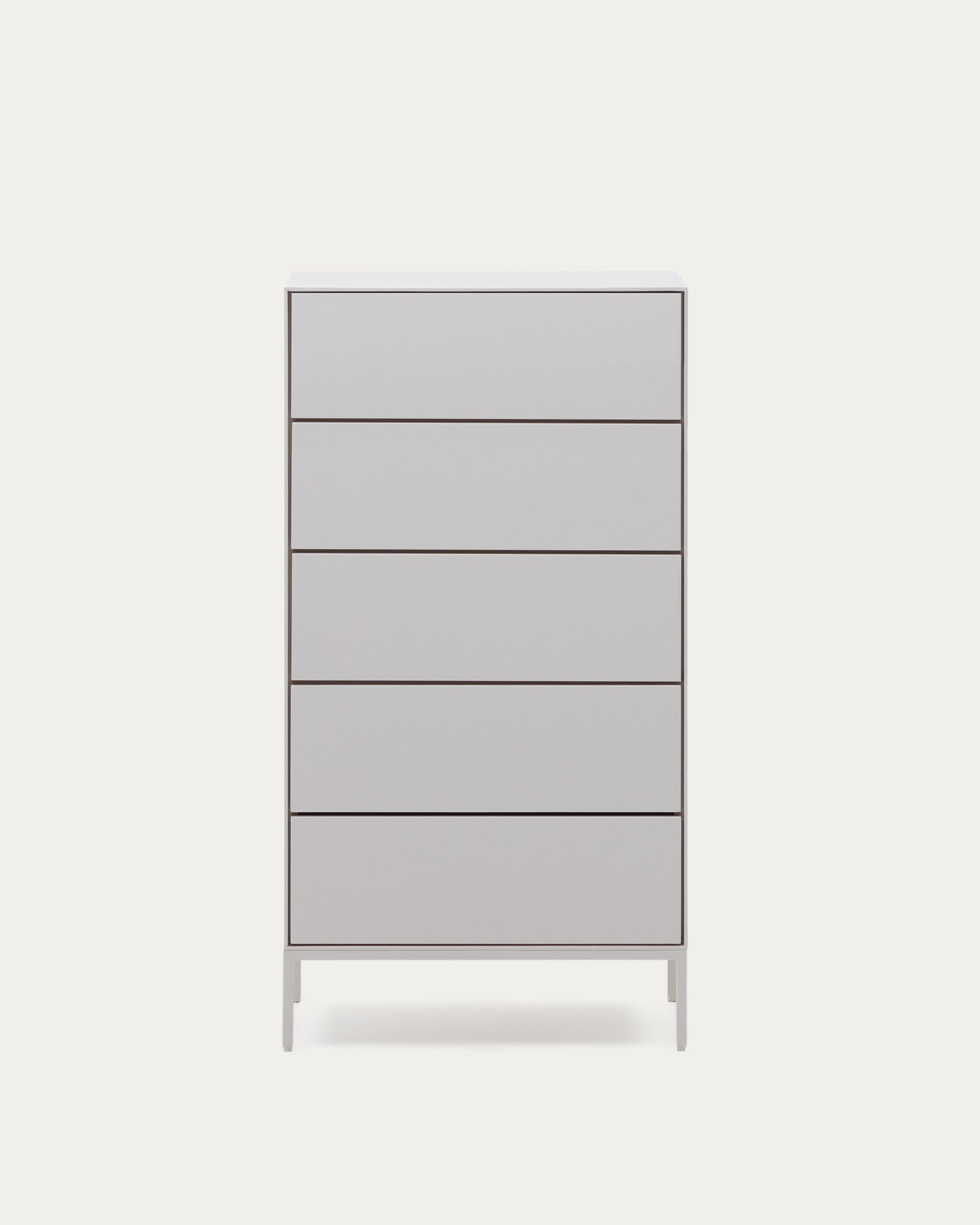 Vedrana Kommode, 5 Schubladen, MDF, weiß lackiert, 60x114 cm, stilvolles Design, Kave Home, ideal für modernes Wohnen.