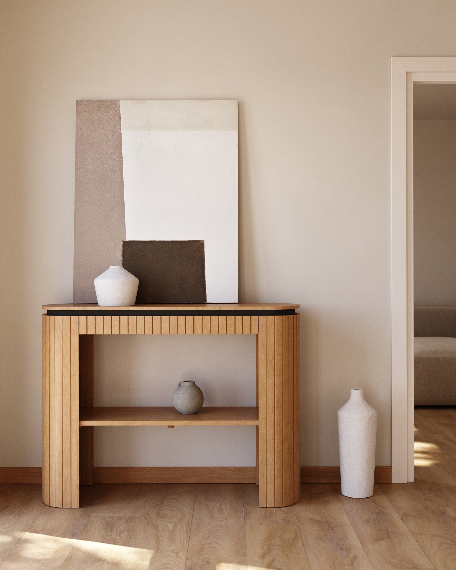 Eleganter Konsolentisch aus massivem Mangoholz, 120 x 90 cm, mit einer Schublade. Perfekt für stilvolle und praktische Einrichtung.