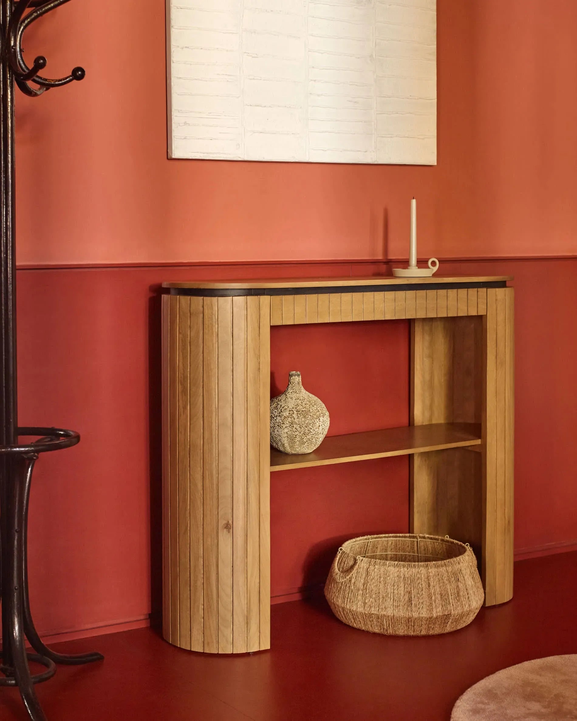 Eleganter Konsolentisch aus massivem Mangoholz, 120 x 90 cm, mit Schublade. Perfekt für stilvolle und funktionale Einrichtung.