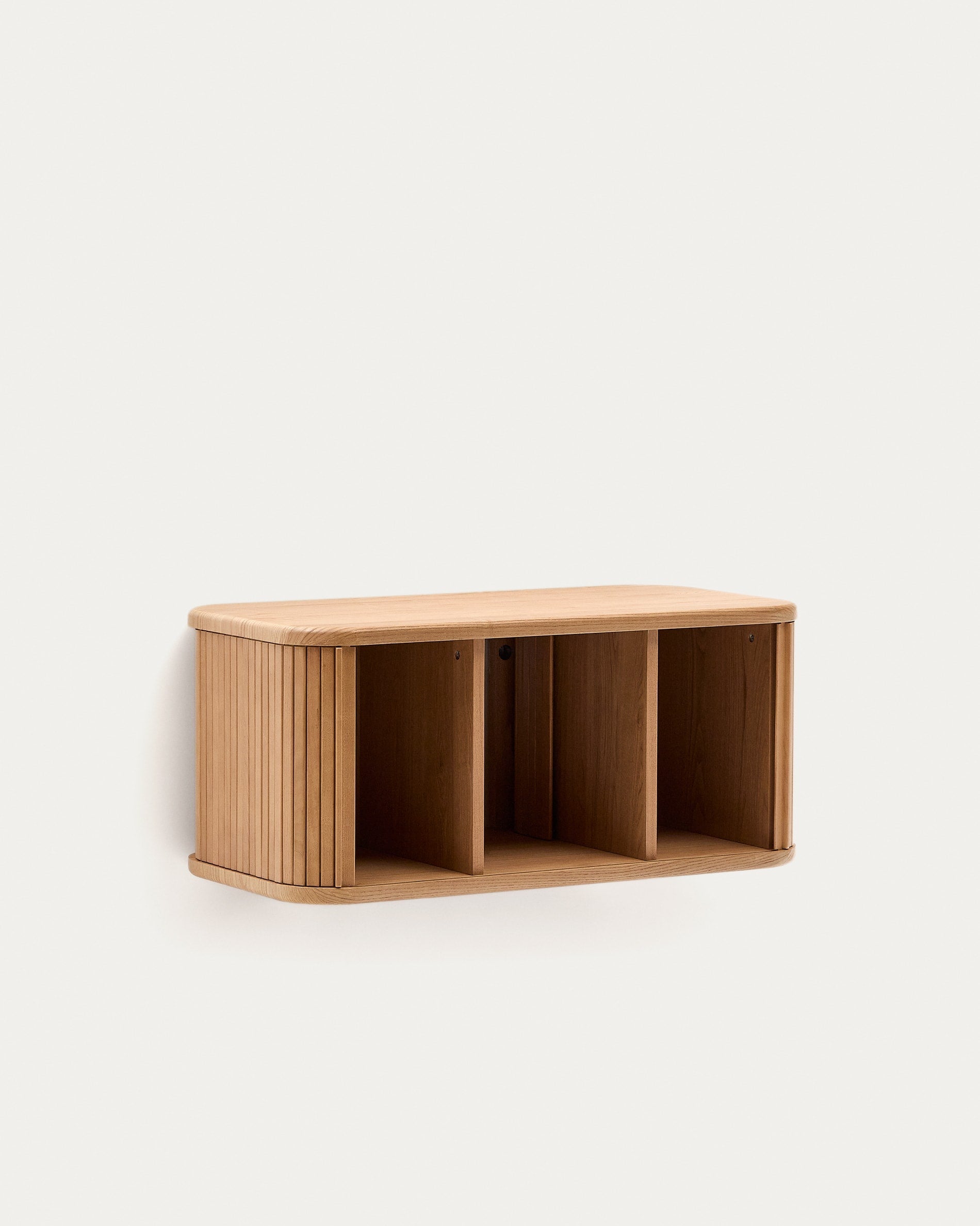 Badezimmermöbel aus Eschenfurnier, naturfarben, 90x45 cm, von Kave Home. Modernes Design, praktisch und hochwertig.