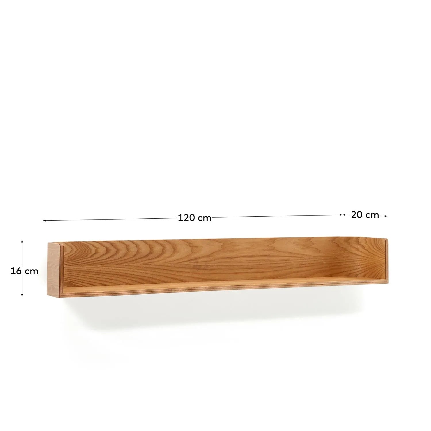 Stilvolles Regal aus FSC-Eschenfurnier, 120x20 cm, von Kave Home.