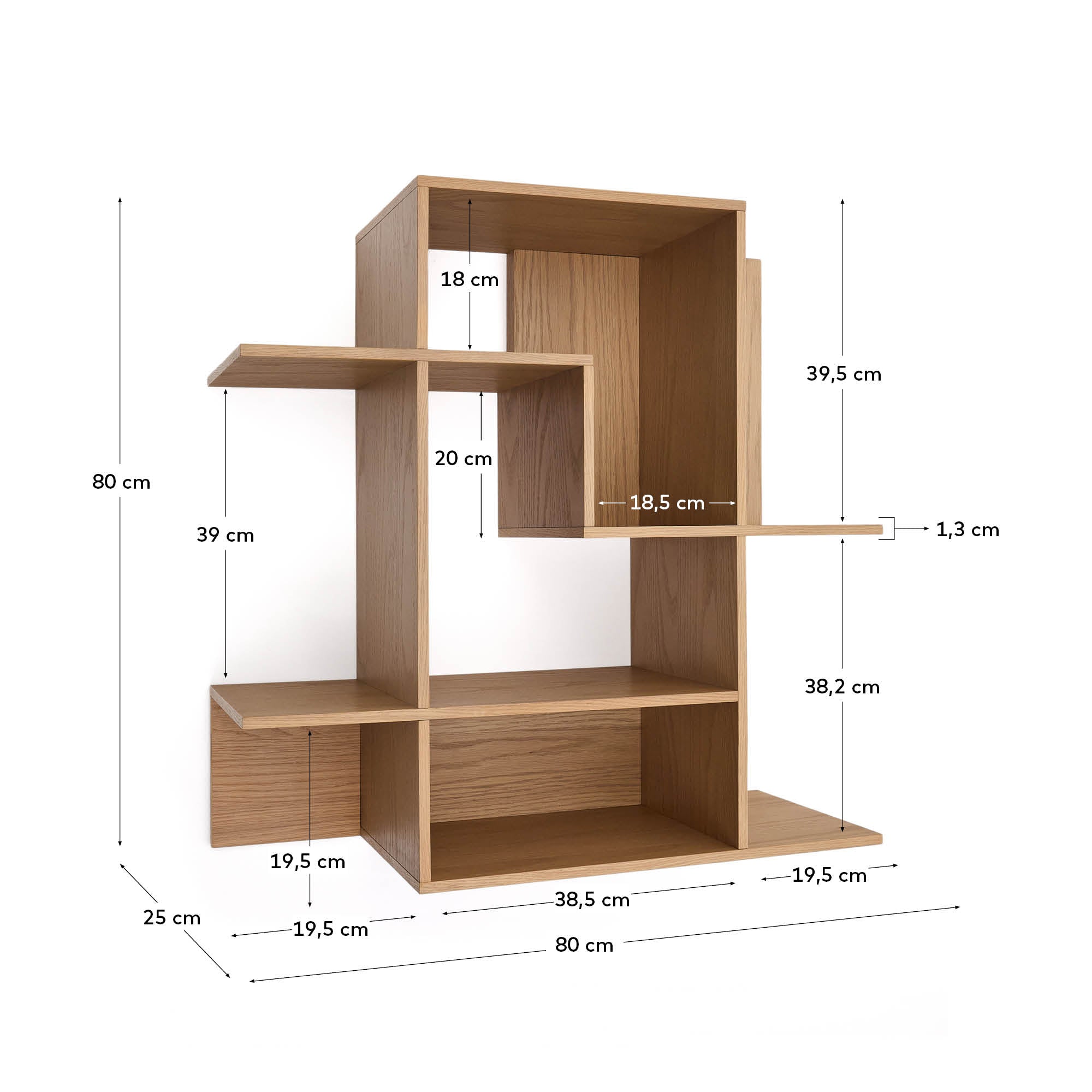 Modularregal Ina aus Eichenfurnier mit Finish in natürlichem Farbton 80 x 80 cm FSC 100% in Natur präsentiert im Onlineshop von KAQTU Design AG. Wandregal ist von Kave Home