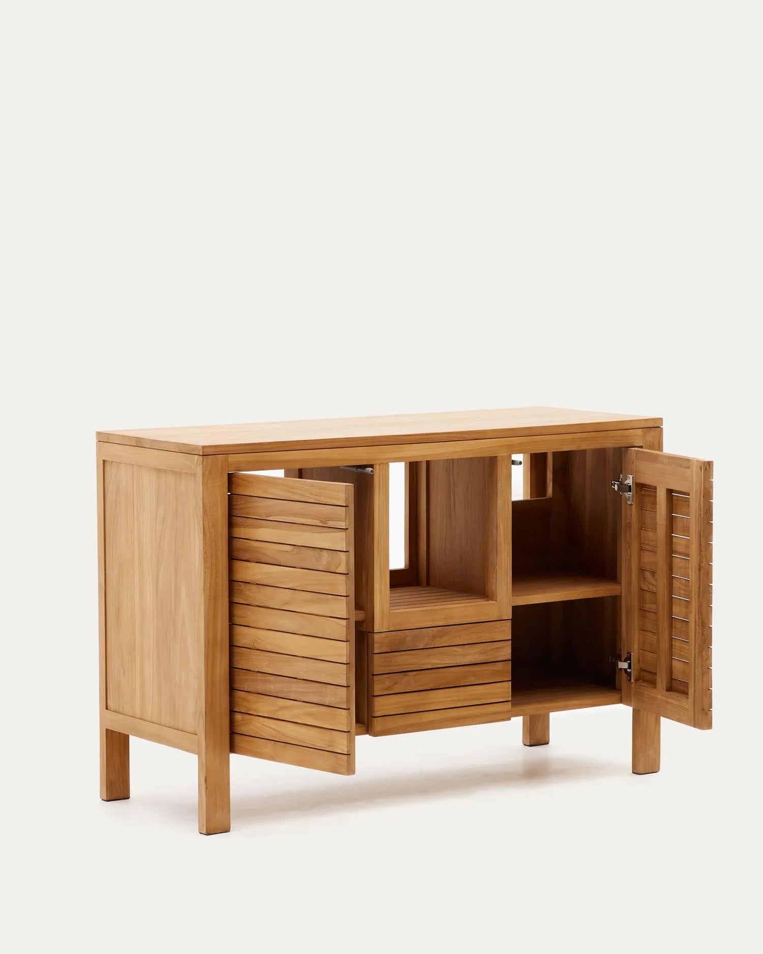 Elegantes Badezimmermöbel aus massivem Teakholz, 120 x 45 cm, bietet stilvollen Stauraum und natürliche Schönheit.