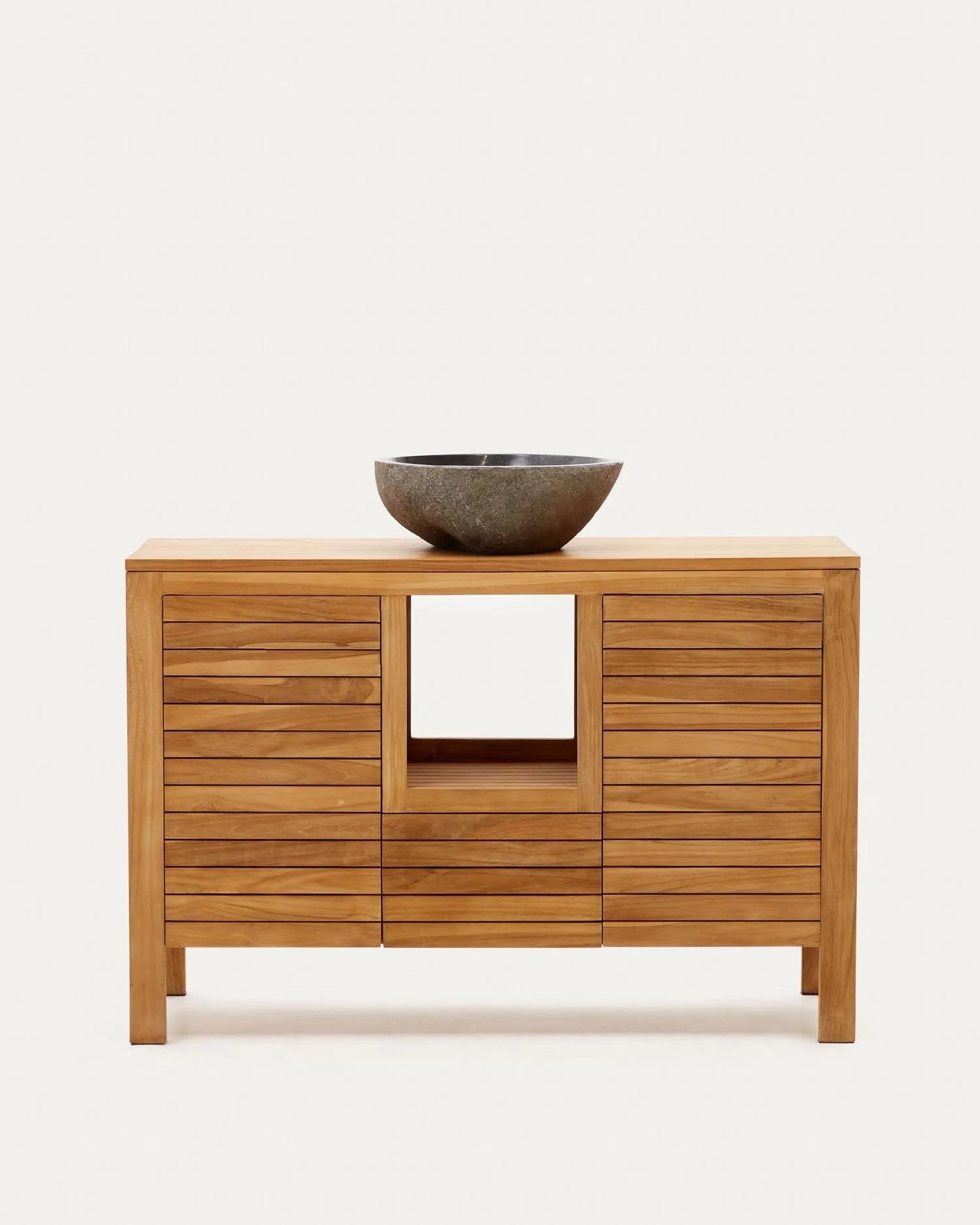 Elegantes Badezimmermöbel aus massivem Teakholz, 120 x 45 cm, bietet stilvollen Stauraum und natürliche Schönheit.