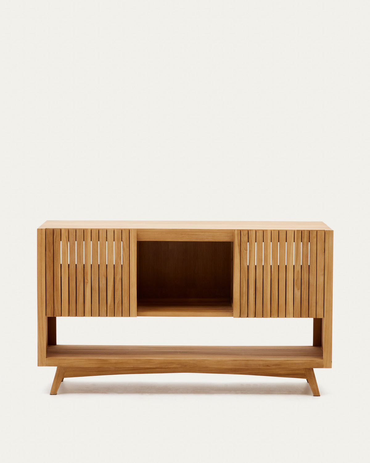Kuveni aus massivem Teakholz mit natürlichem Finish 140 x 50 cm in Natur präsentiert im Onlineshop von KAQTU Design AG. High-Sideboard ist von Kave Home
