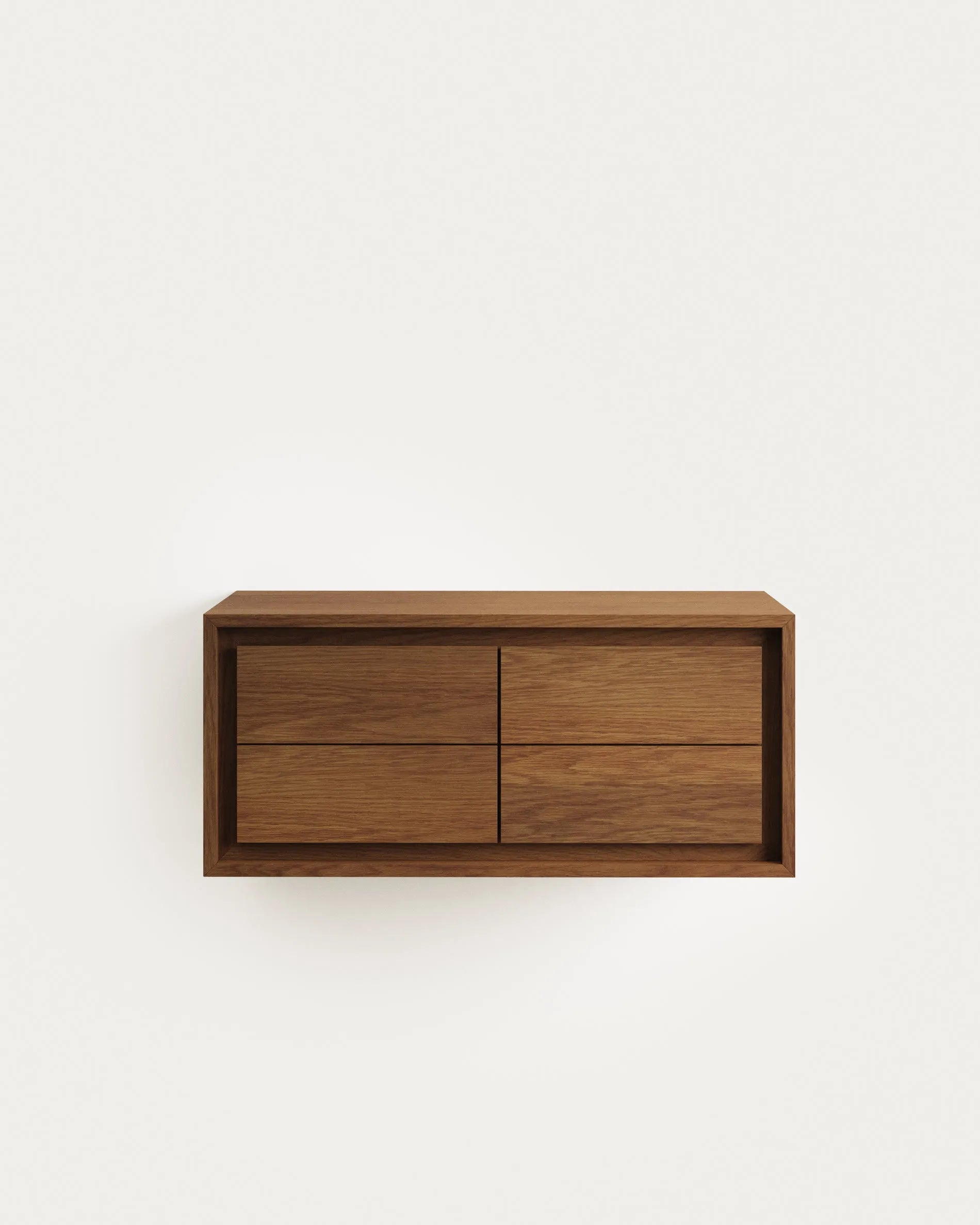 Eleganter Kenta Wandschrank aus Teakholz mit edlem Nussholz-Finish, kompakt und ideal für stilvolle Badezimmer.