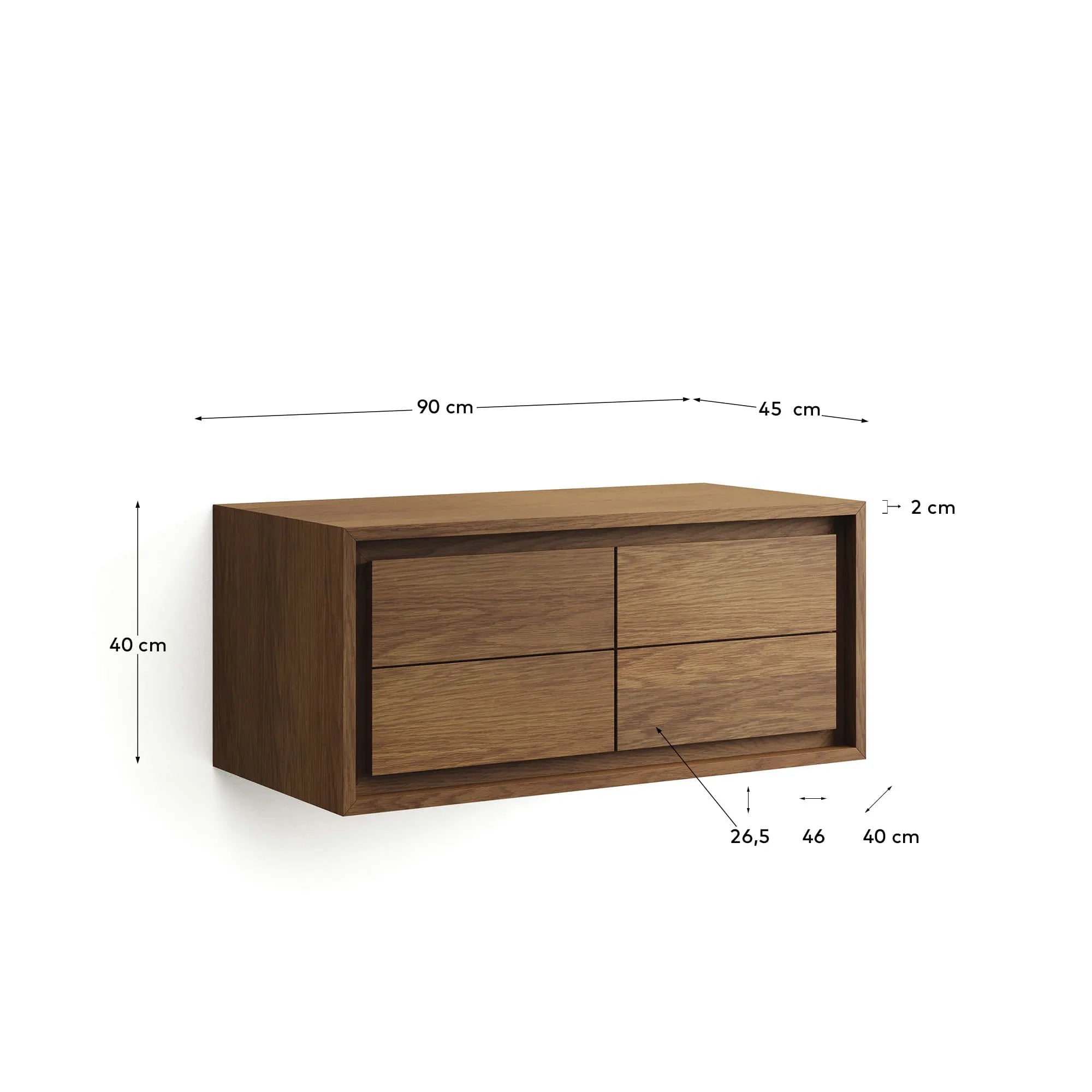 Eleganter Kenta Wandschrank aus Teakholz mit edlem Nussholz-Finish, kompakt und ideal für stilvolle Badezimmer.