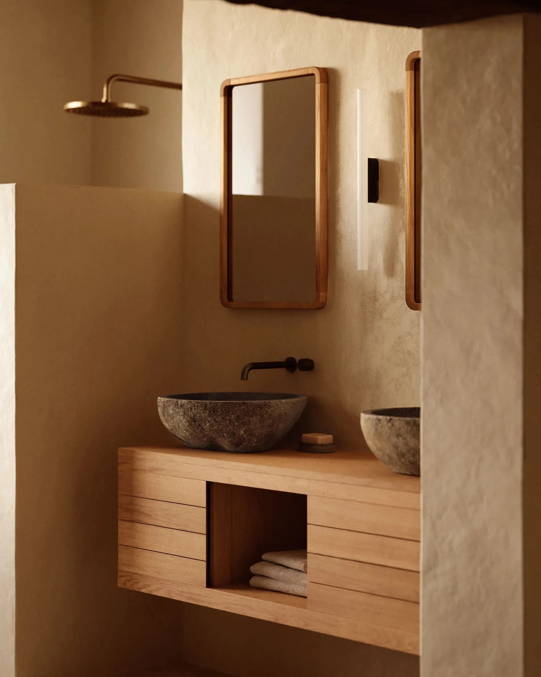 Das Tetsu Steinwaschbecken Ø 40 cm von Kave Home vereint natürliche Eleganz mit modernem Stil für Ihr Badezimmer.