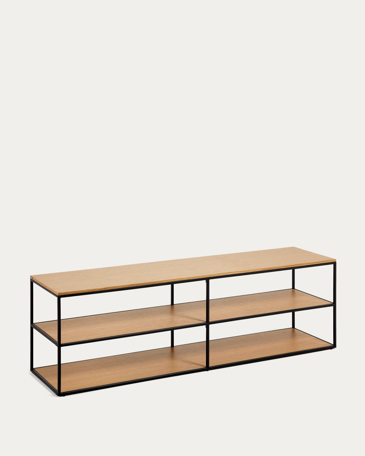 TV-Möbel Yoana aus Eichenfurnier und schwarz lackiertem Metallgestell 160 x 40 cm in Natur, Schwarz präsentiert im Onlineshop von KAQTU Design AG. TV-Möbel ist von Kave Home