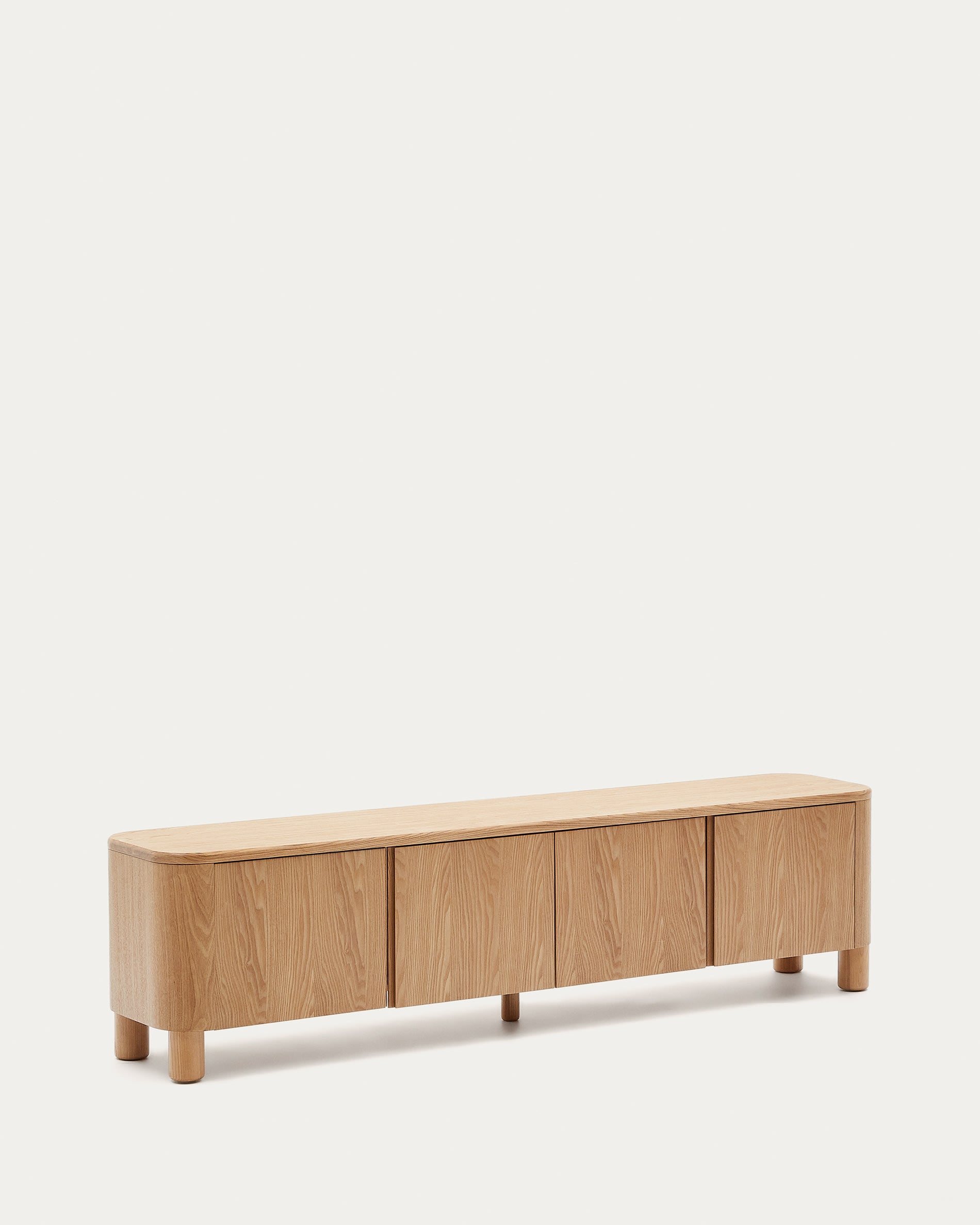 Elegantes TV-Möbel aus FSC-zertifiziertem Eschenfurnier, 200 cm.