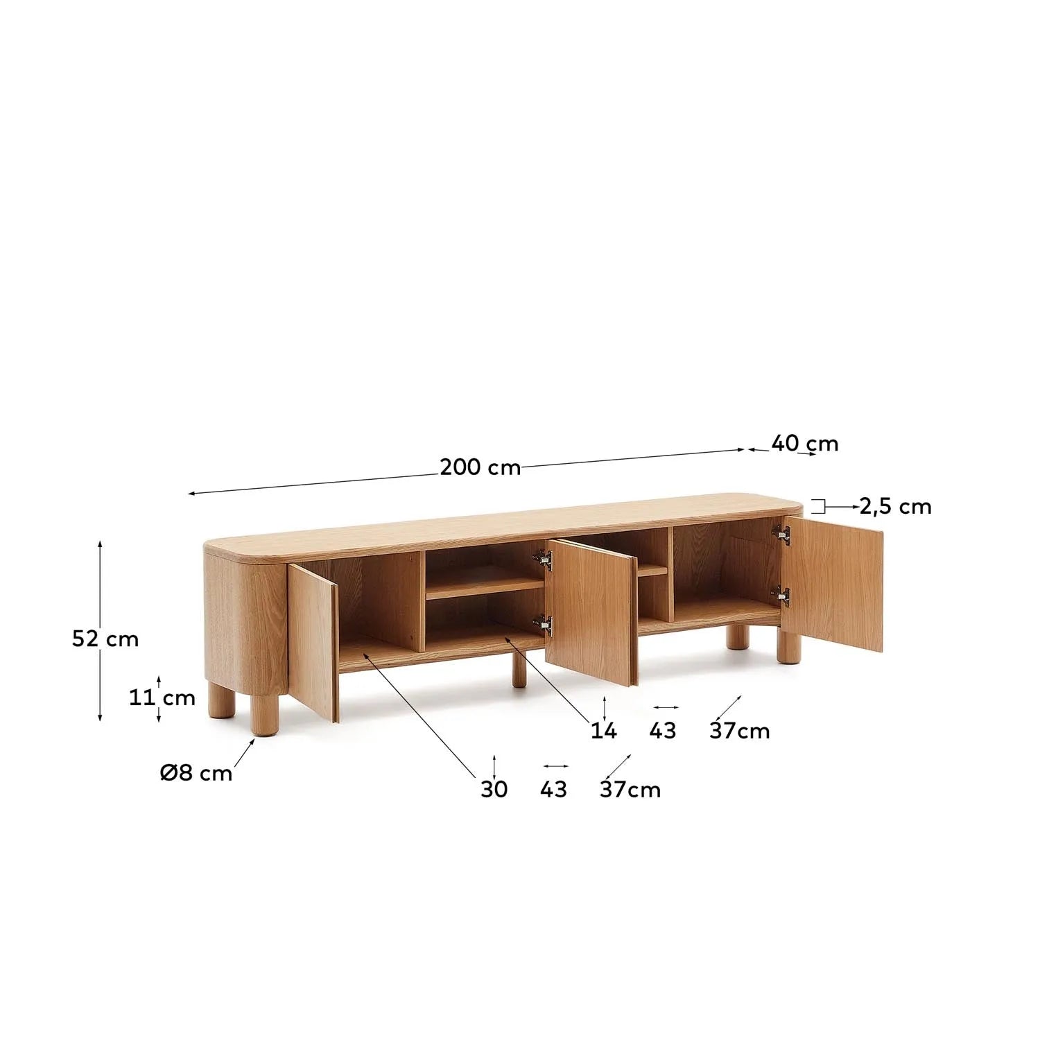 Salaya TV-Möbel: Stilvolles Eschenfurnier, 200 cm, FSC-zertifiziert.