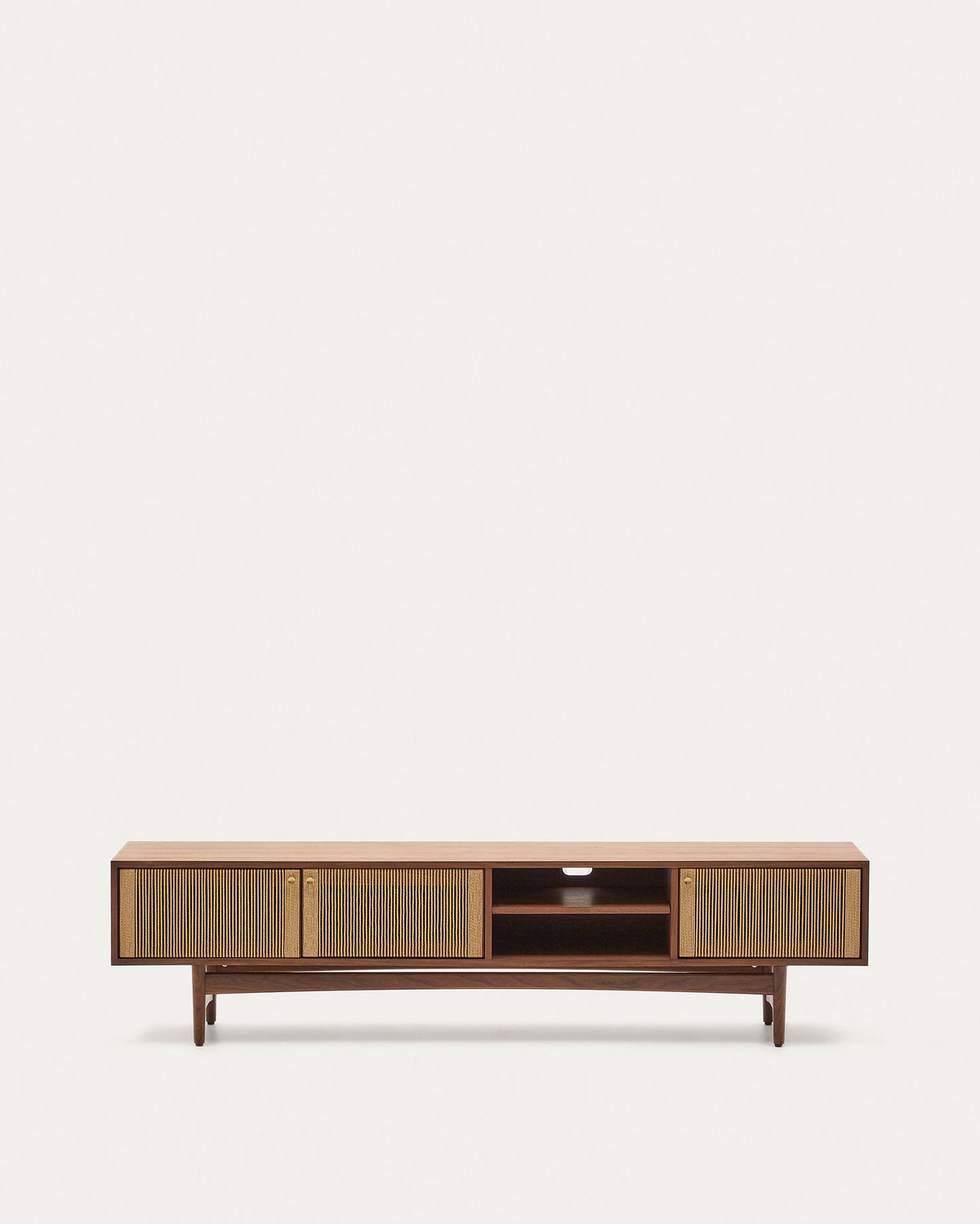 TV-Möbel Elan 3 Türen Furnier und massives Walnussholz Seil 200 x 50 cm FSC Mix Credit in Natur präsentiert im Onlineshop von KAQTU Design AG. TV-Möbel ist von Kave Home