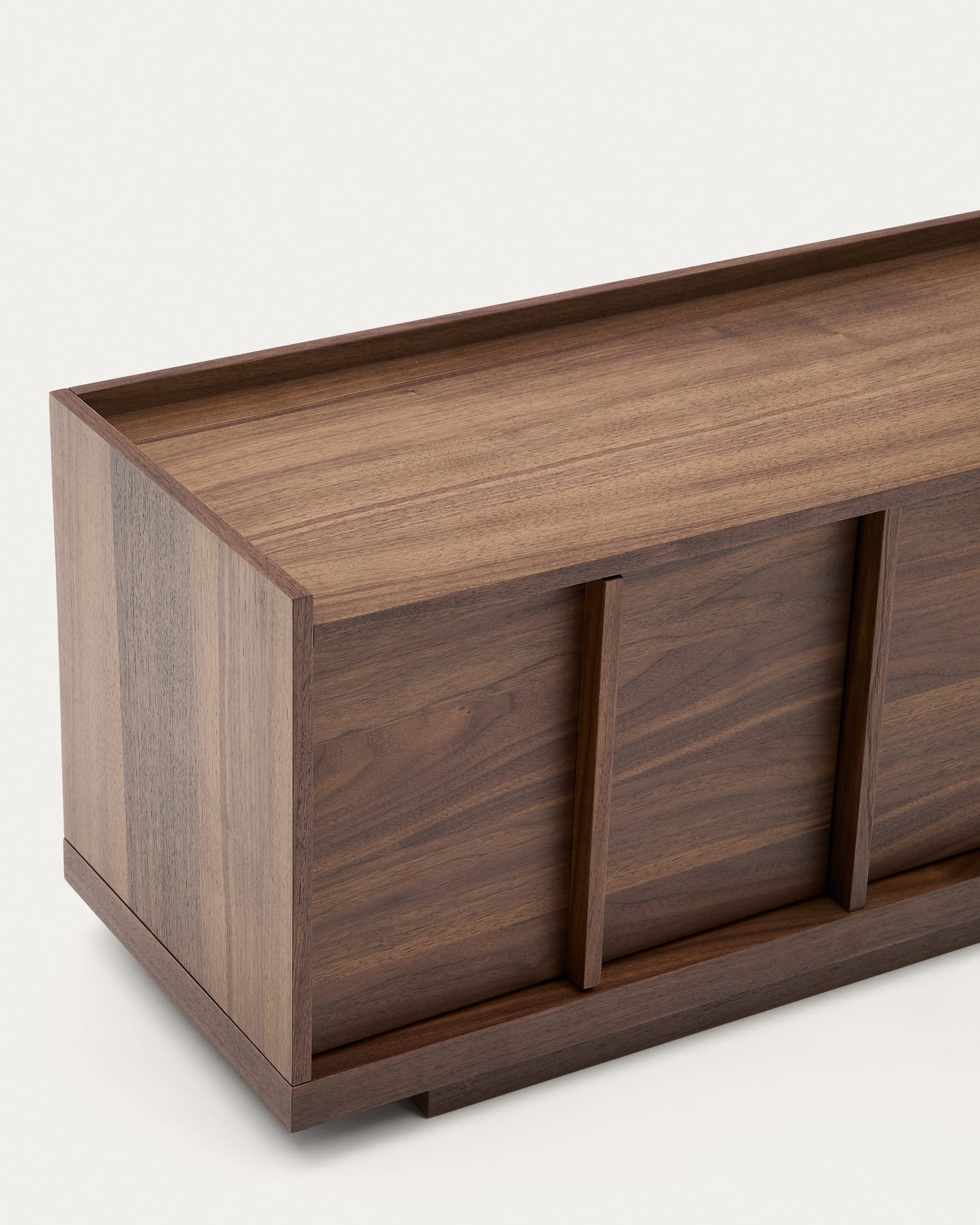 TV-Möbel Onix aus FSC-zertifiziertem Walnussfurnier, 200x45 cm, mit edlem dunklem Finish, perfekt für moderne Wohnräume.