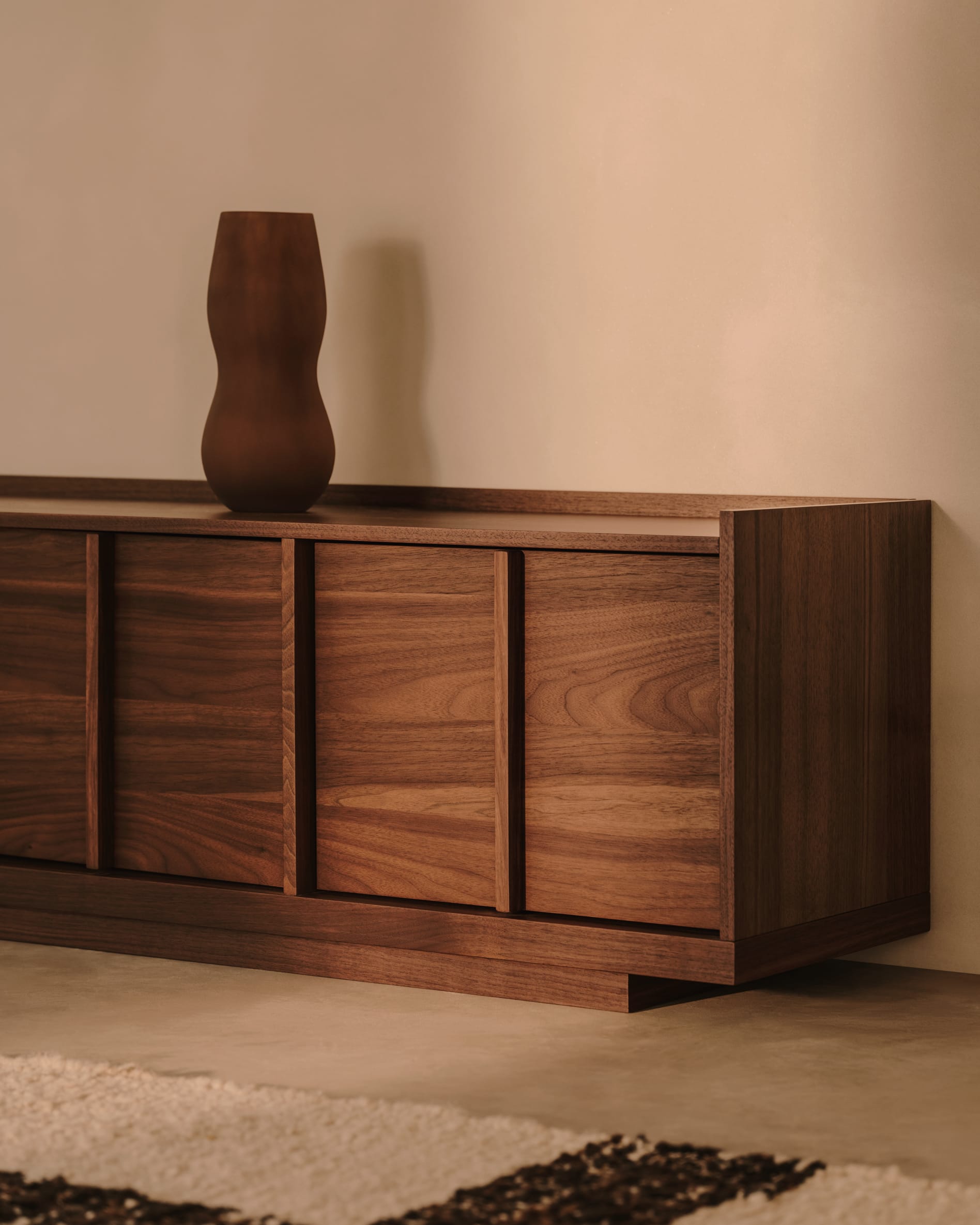 Onix TV unit in walnut veneer with dark finish 200 x 45 cm FSC Mix Credit