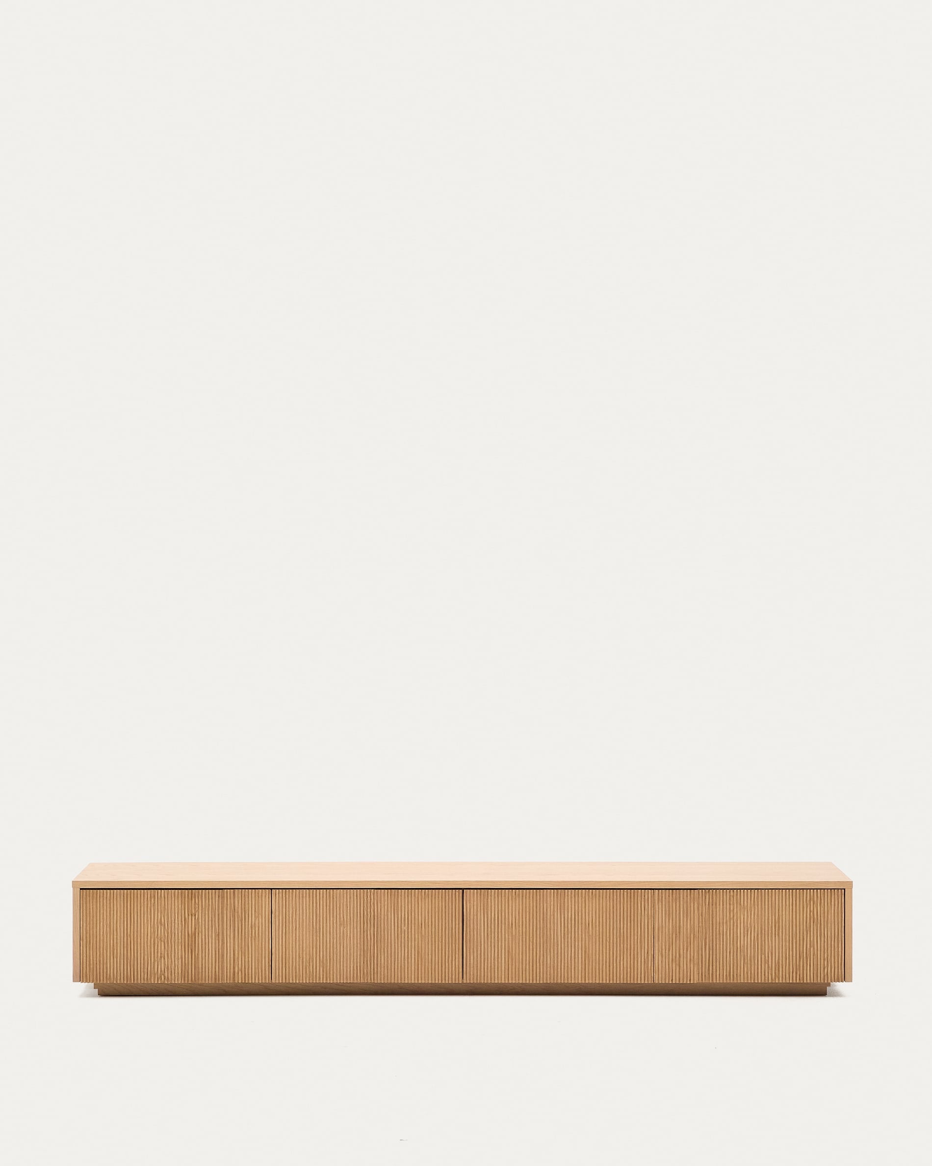 Elegantes, nachhaltiges TV-Möbel von Kave Home: 200x40 cm, 4 Schubladen, FSC-zertifiziertes Holz, modernes Design.