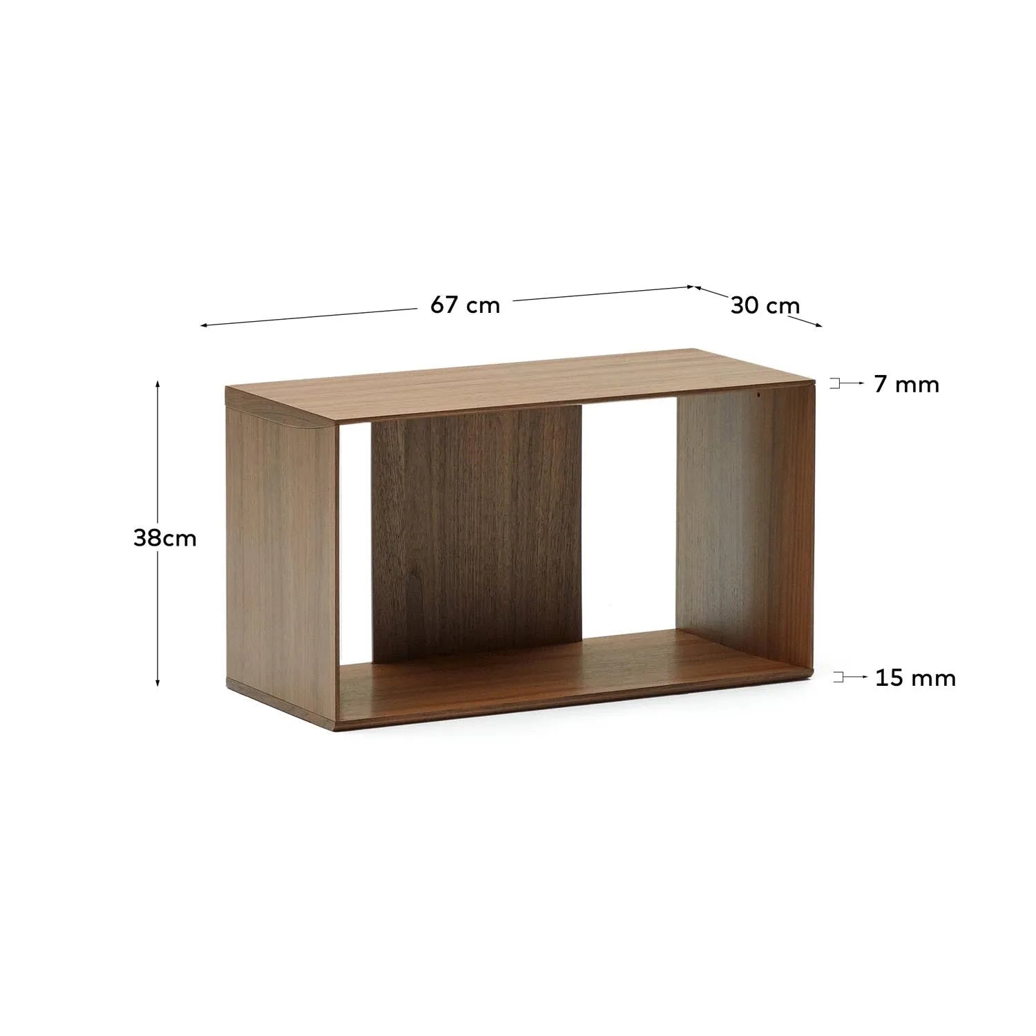 Elegantes Litto Regalmodul 67x38 cm aus hochwertigem Nussholzfurnier.