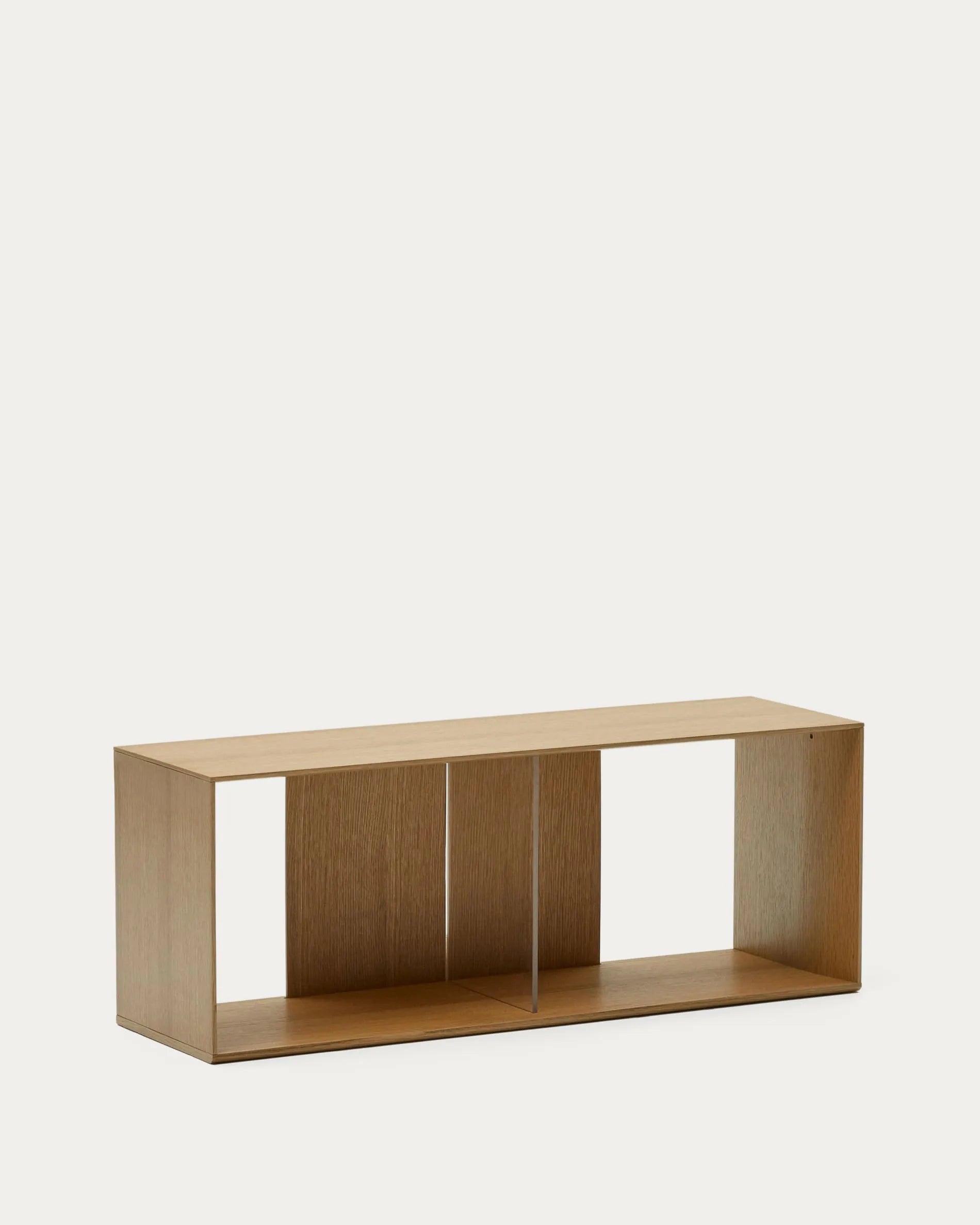 Elegantes Regalmodul aus Eichenfurnier, 101x38 cm, für stilvolle Präsentation und flexible Raumgestaltung.