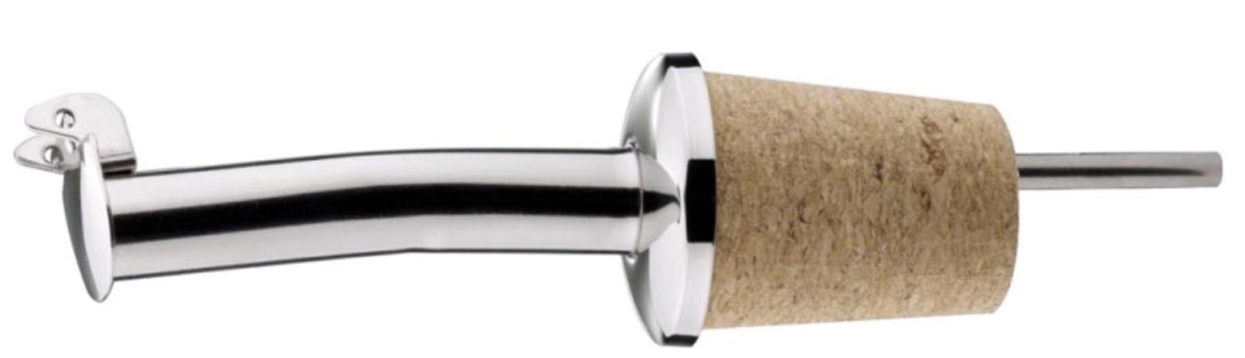 Flaschenausgiesser 9 cm Naturkorken mit Luftrohr und Klappe in Silber präsentiert im Onlineshop von KAQTU Design AG. Küchenhelfer ist von Contacto