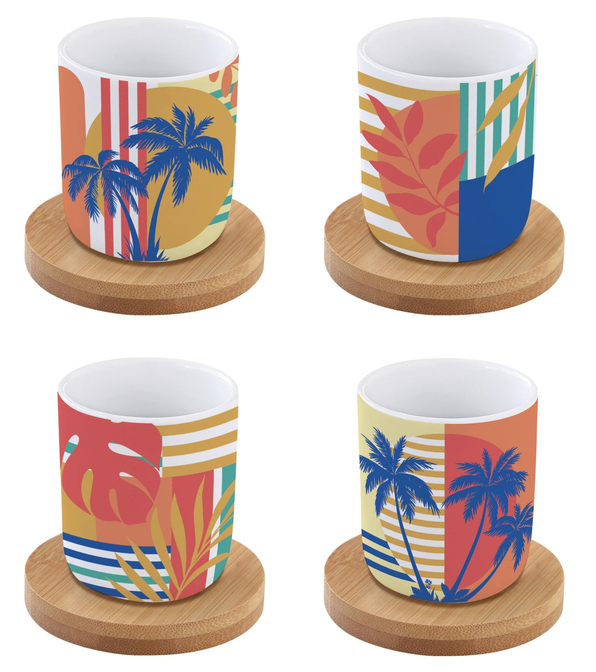 Coffee Mania 4er Kaffeebecher m. Bambus Untert. Baha 110ml in Mehrfarbig präsentiert im Onlineshop von KAQTU Design AG. Espressotassen ist von Easy Life