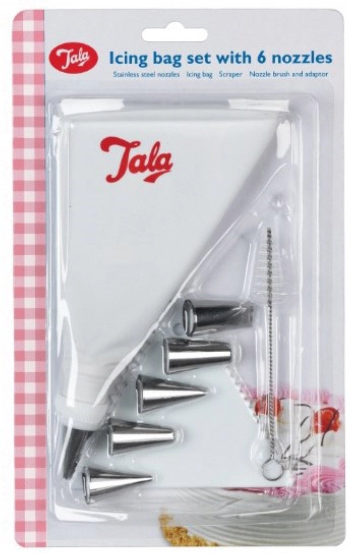 Spritzbeutel Set m. 6 Aufsätzen, Schaber und Bürste, auf Kar in Weiss präsentiert im Onlineshop von KAQTU Design AG. Backutensilien ist von Tala