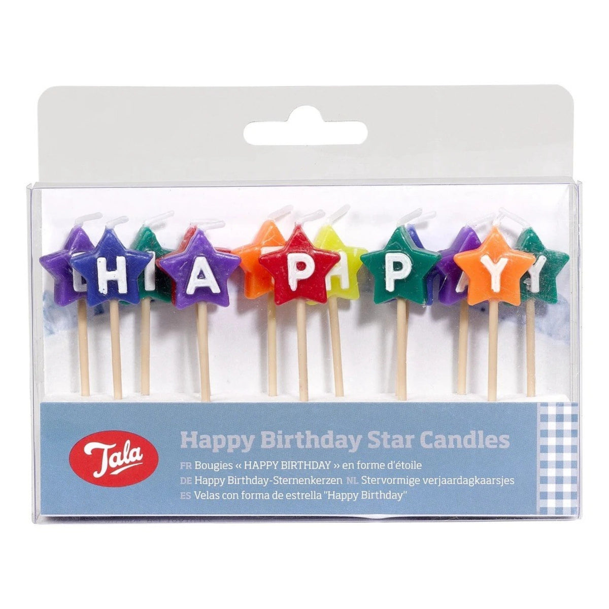 Stern-Kerzen Happy Birthday, farbig in Mehrfarbig präsentiert im Onlineshop von KAQTU Design AG. Kerzen ist von Tala