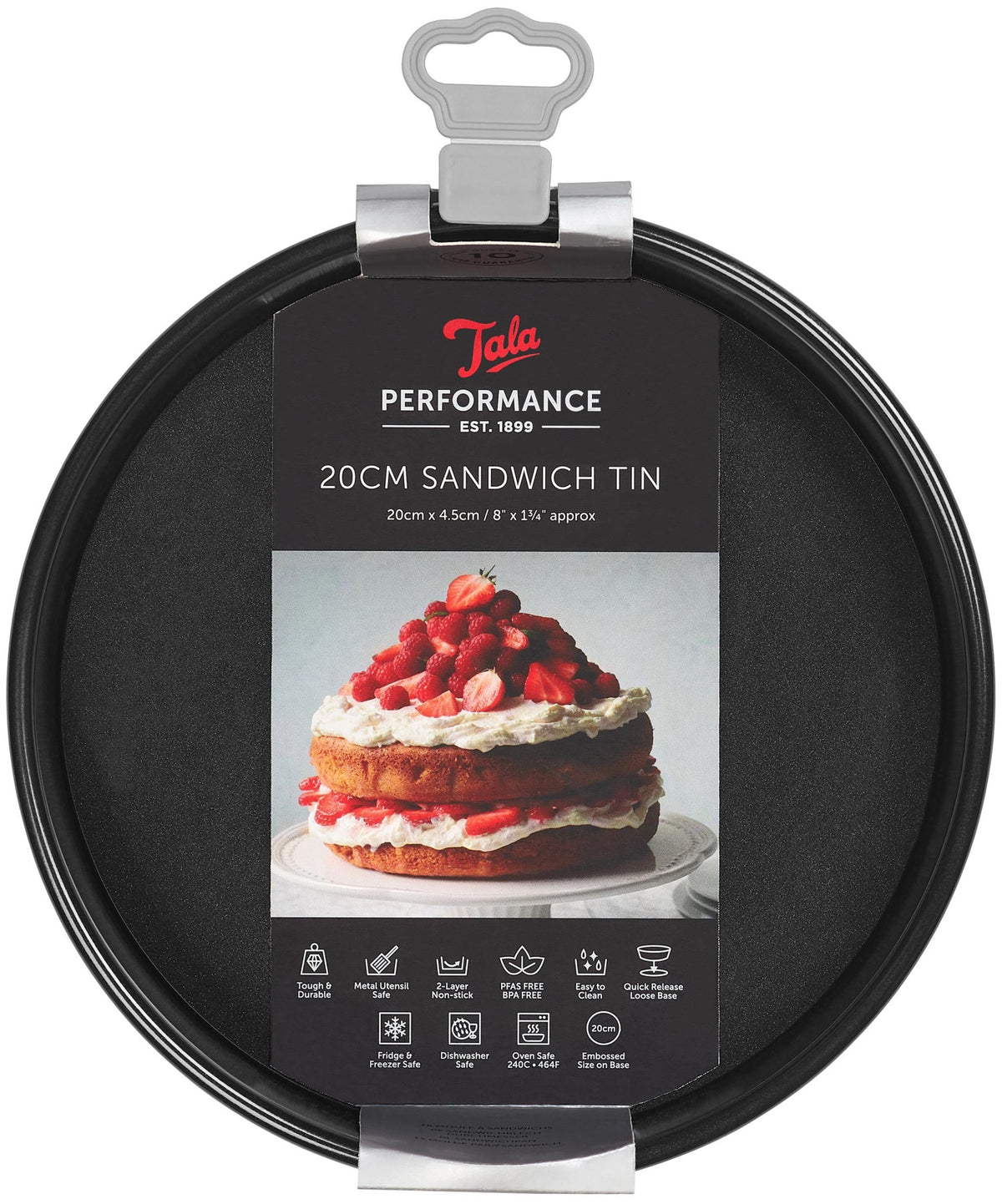 Backform Kuchen rund m losem Boden D20cm, H4.5cm, AH in Schwarz präsentiert im Onlineshop von KAQTU Design AG. Backform / Backblech ist von Tala