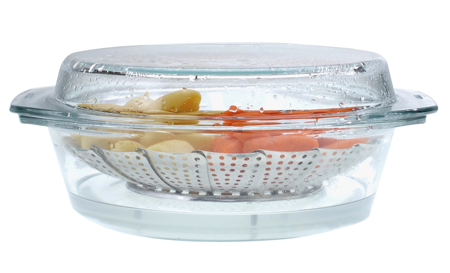 Dünsteinsatz von Westmark, ausfaltbar von 14-26 cm, Höhe 7 cm, ideal für gesundes Dämpfen von Gemüse und Fisch in der Küche.