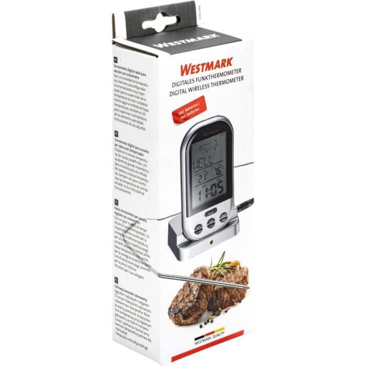 digitales Funk-Bratenthermometer in Silber präsentiert im Onlineshop von KAQTU Design AG. Küchenhelfer ist von Westmark