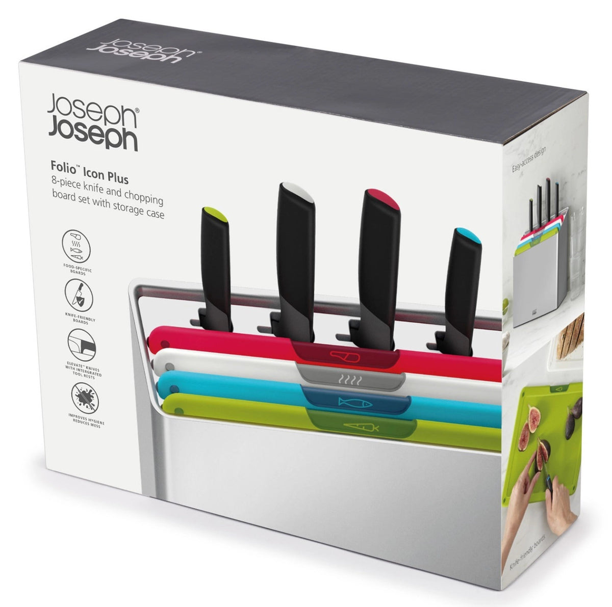Folio Icon Plus 8tlg. Messerset multicolor in Mehrfarbig präsentiert im Onlineshop von KAQTU Design AG. Schneidbrett ist von Joseph Joseph
