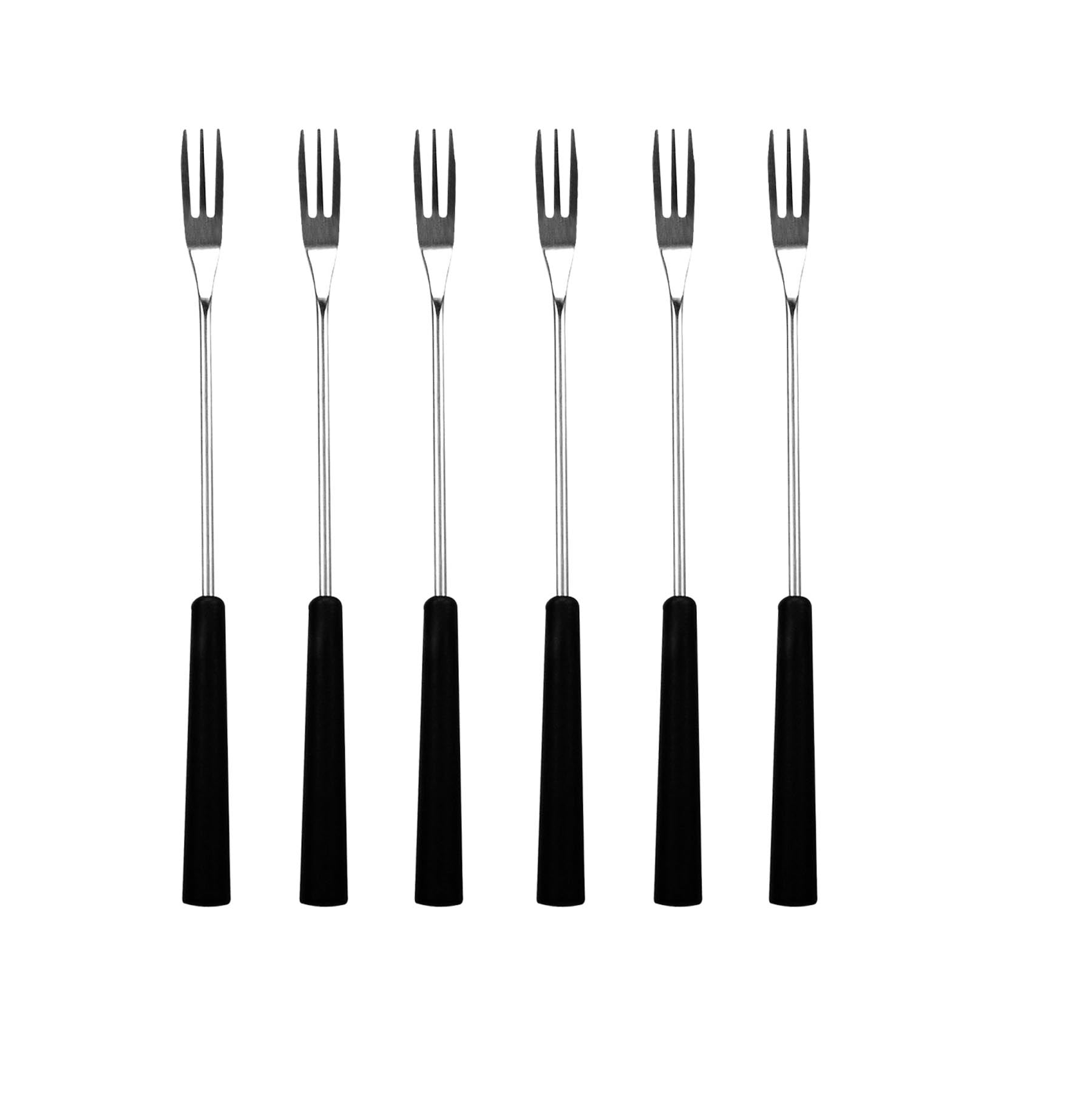 6er Set Fondue Gabel in Karton mit Sichtfenster in Schwarz präsentiert im Onlineshop von KAQTU Design AG. Teelichthalter ist von Lagotto