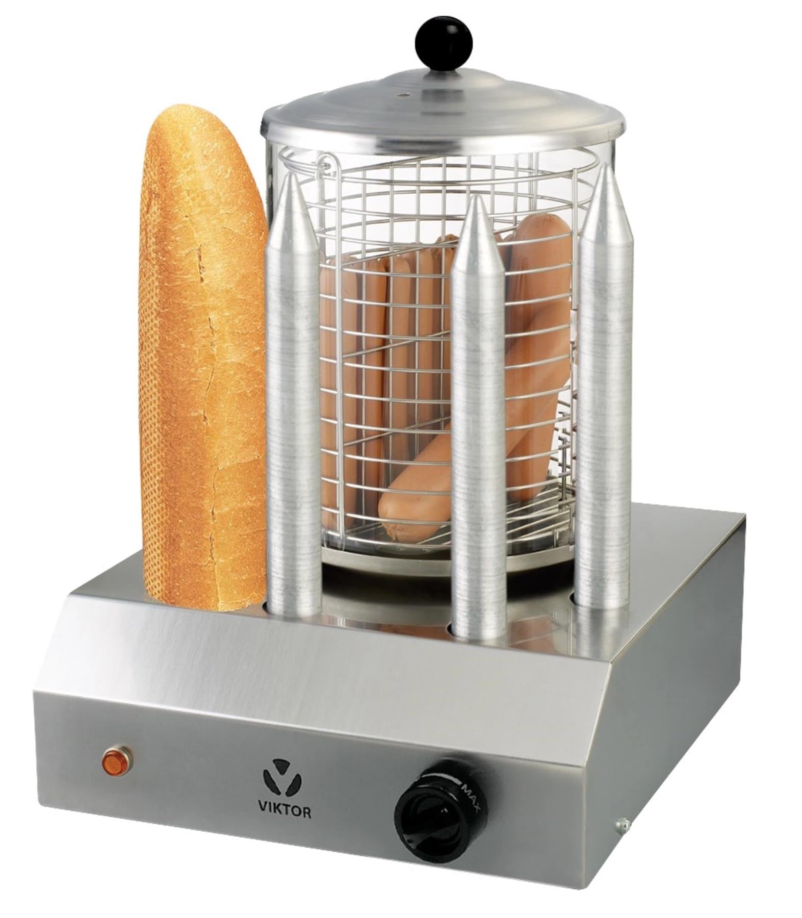 Hot Dog Maschine mit 4 Brothaltern in Silber präsentiert im Onlineshop von KAQTU Design AG. Küchengerät ist von Lagotto