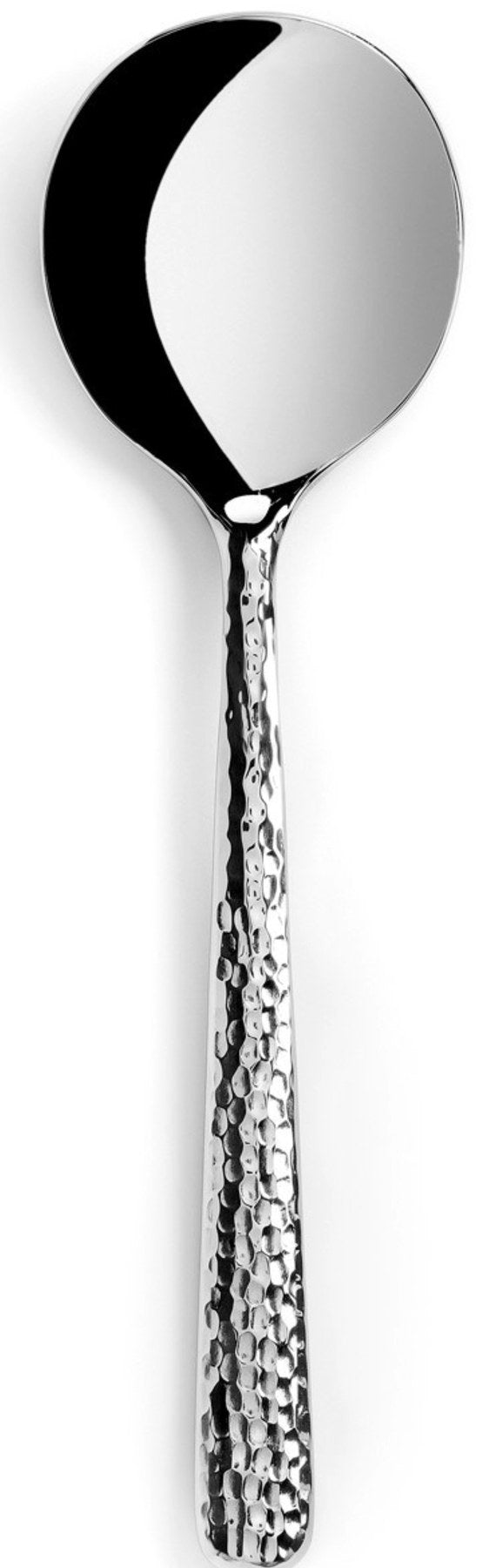 Courchevel Suppen-/Creme-Löffel edelstahl martele in Silber präsentiert im Onlineshop von KAQTU Design AG. Besteck ist von Revol