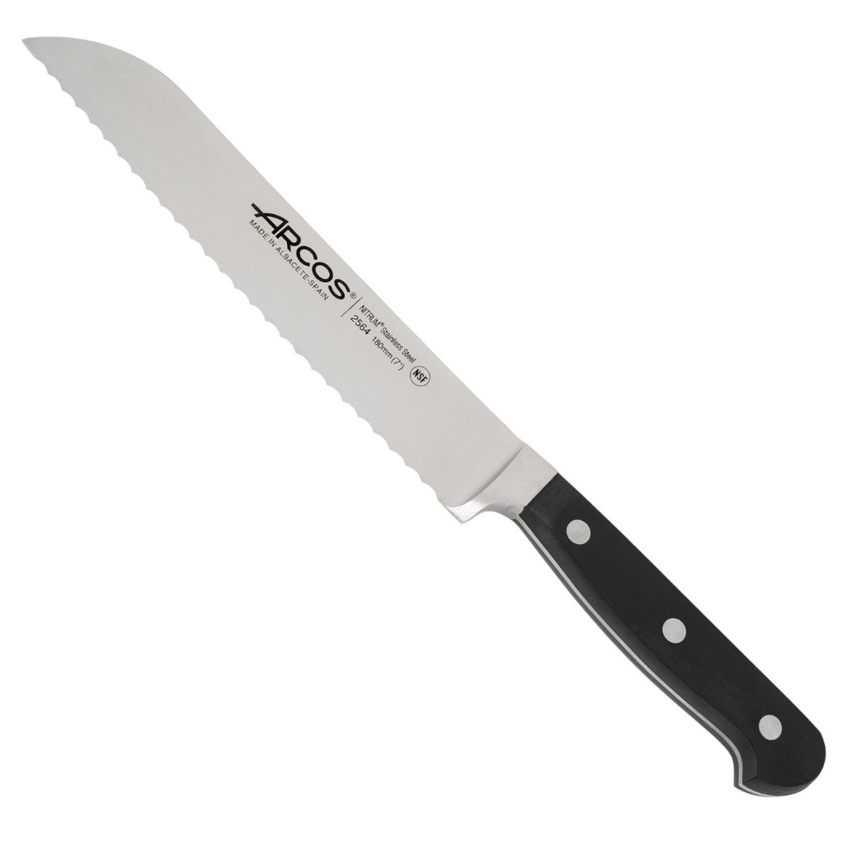 Clasica Brotmesser geschmiedet Klinge 18cm in Schwarz präsentiert im Onlineshop von KAQTU Design AG. Küchenmesser ist von Arcos