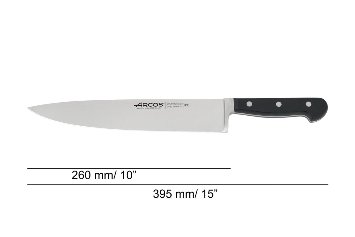 Clasica Kochmesser geschmiedet Klinge 26cm in Schwarz präsentiert im Onlineshop von KAQTU Design AG. Küchenmesser ist von Arcos