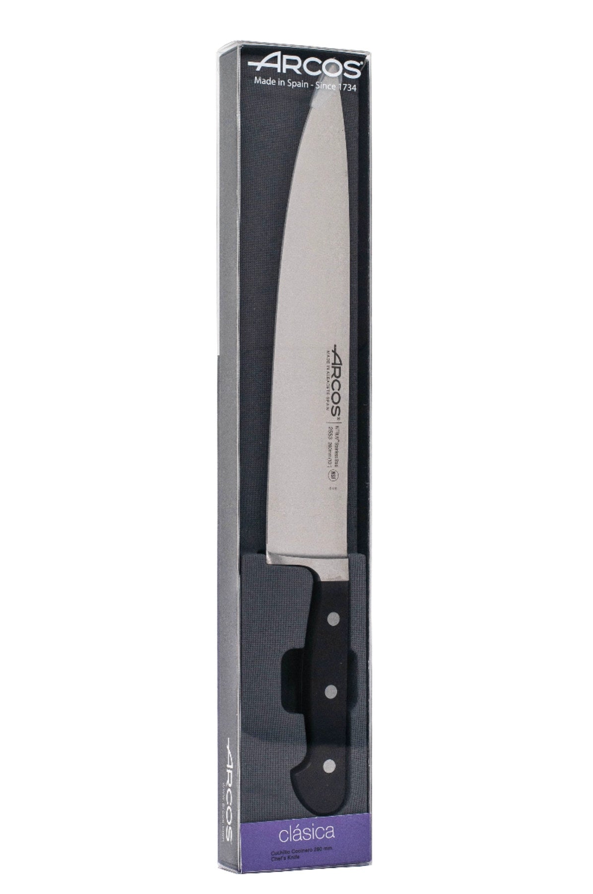 Clasica Kochmesser geschmiedet Klinge 26cm in Schwarz präsentiert im Onlineshop von KAQTU Design AG. Küchenmesser ist von Arcos