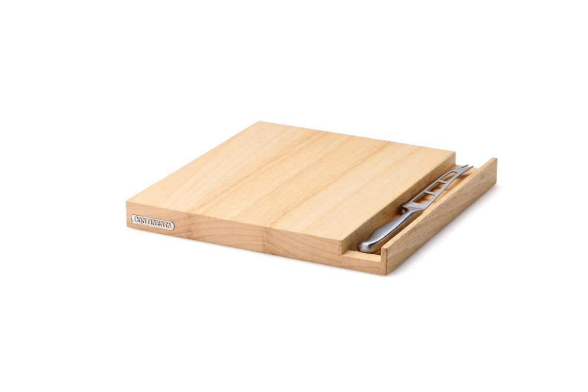 Gummibaum Käsebrett mit Messer geölt, 25x25x2.5 cm in Braun präsentiert im Onlineshop von KAQTU Design AG. Käsezubehör ist von Continenta