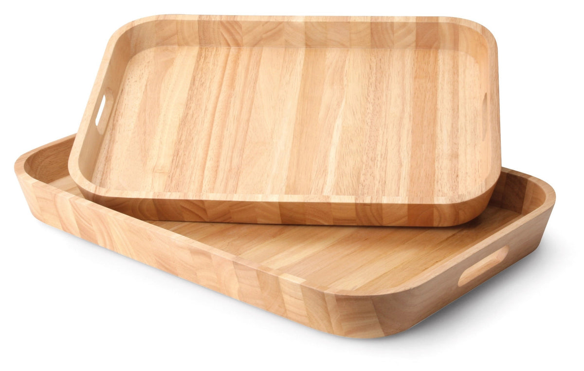 Gummibaum Tablett mit hohem Rand, 53x35x5 cm in Braun präsentiert im Onlineshop von KAQTU Design AG. Tablett ist von Continenta