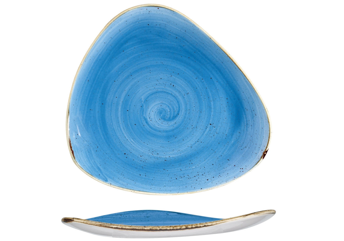 Stonecast Cornflower Blue Triangel Teller flach 19.2cm in Blau präsentiert im Onlineshop von KAQTU Design AG. Teller ist von Churchill