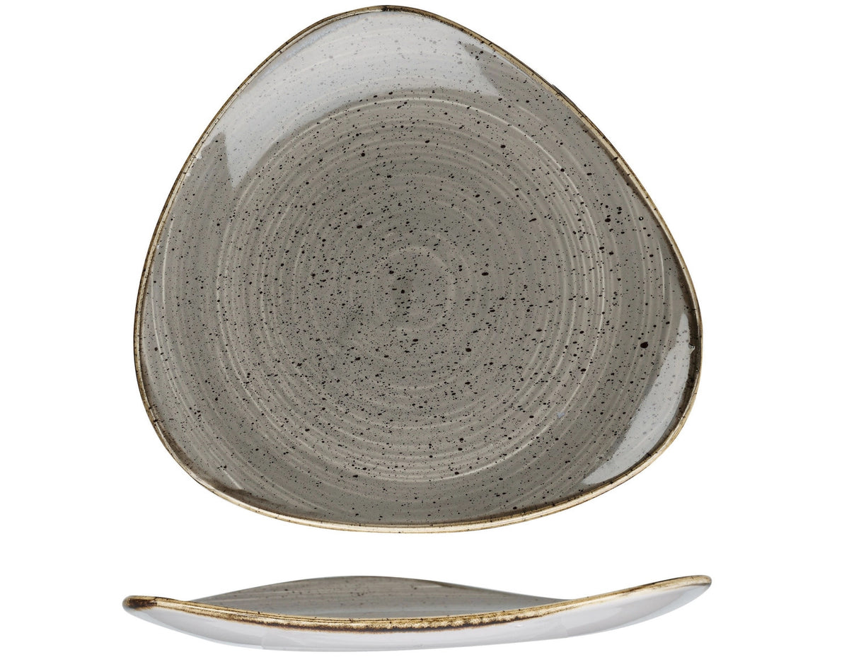Stonecast Peppercorn Grey Triangel Teller flach 26.5cm in Silber präsentiert im Onlineshop von KAQTU Design AG. Teller ist von Churchill