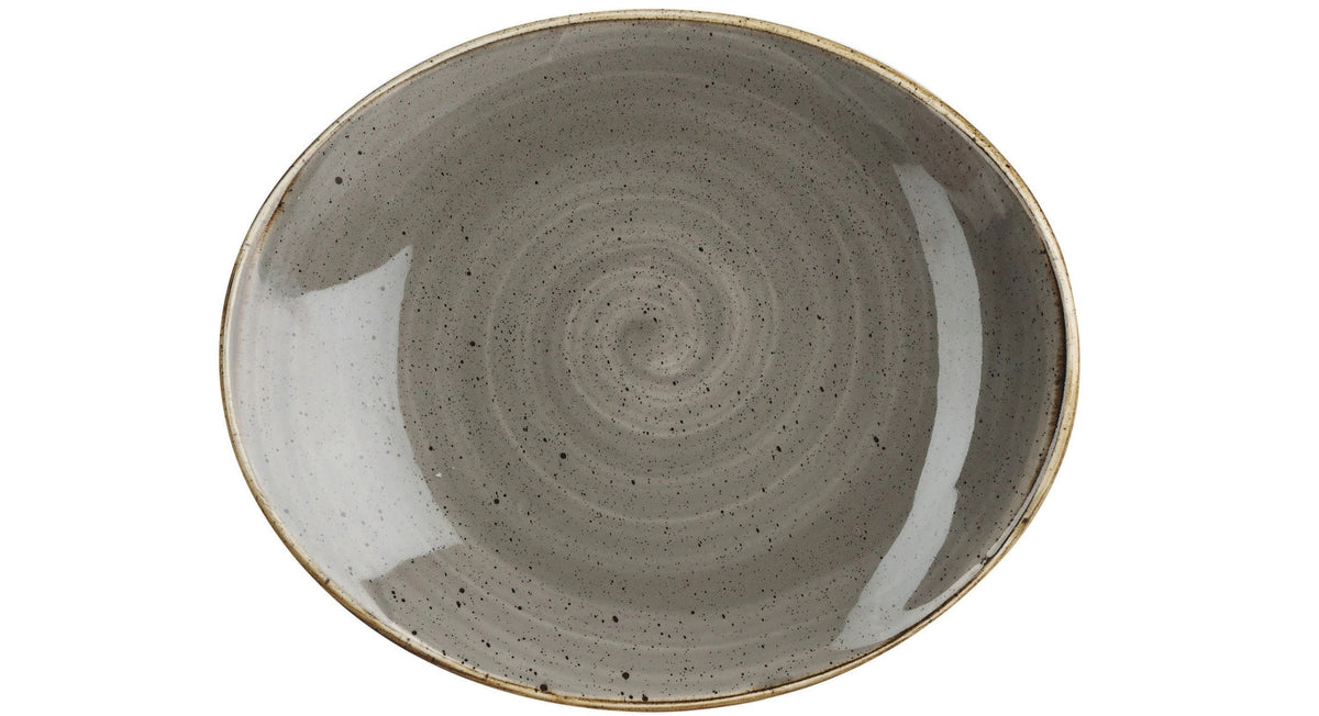Stonecast Peppercorn Grey Platte oval 19x16cm in Silber präsentiert im Onlineshop von KAQTU Design AG. Platte ist von Churchill