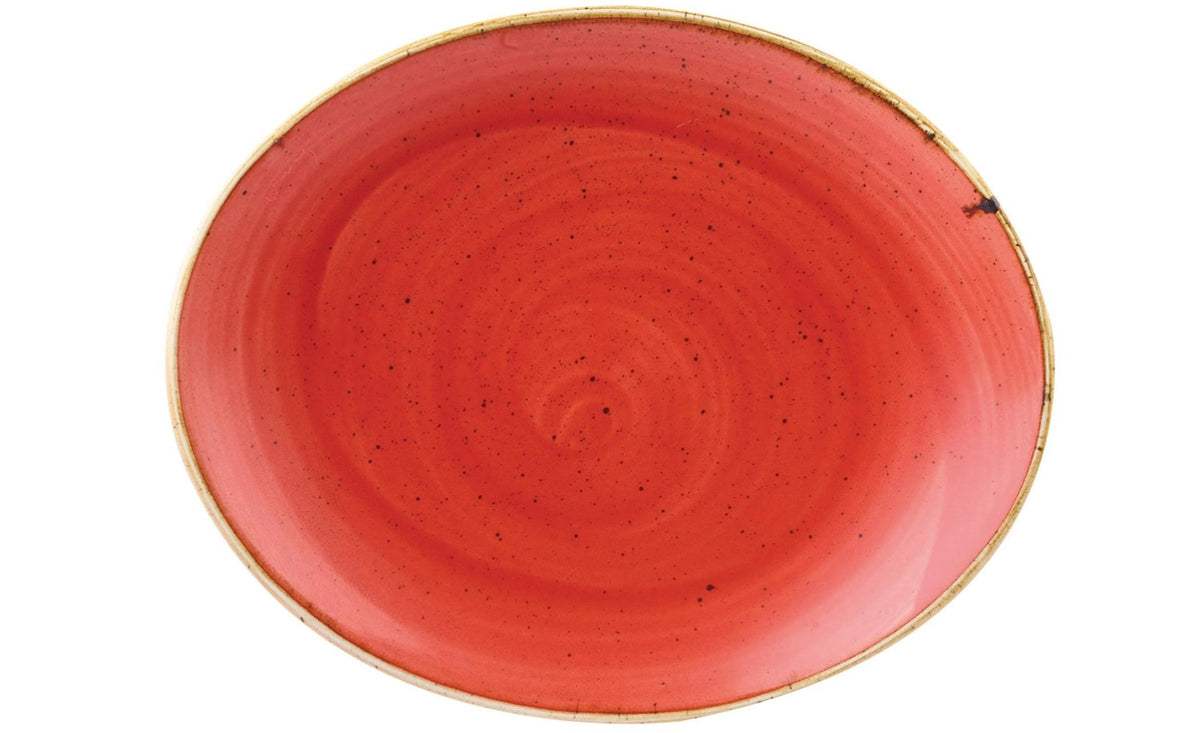 Stonecast Berry Red Platte oval 19x16cm in Rot präsentiert im Onlineshop von KAQTU Design AG. Platte ist von Churchill