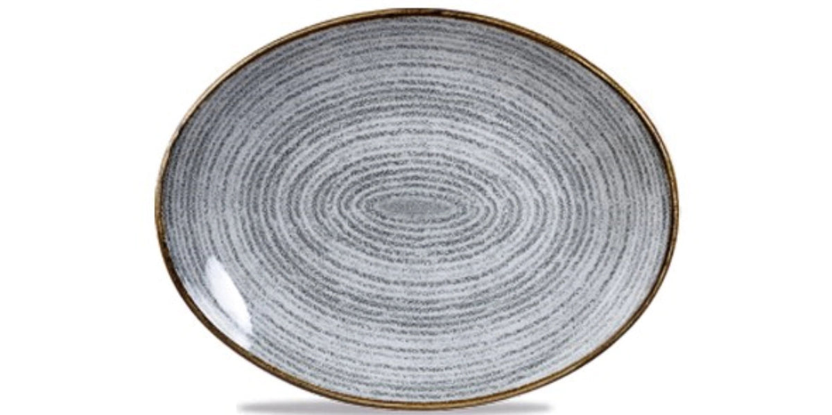 S.P. Homespun Stone Grey Teller oval coupe 31.7x25.5cm in Silber präsentiert im Onlineshop von KAQTU Design AG. Teller ist von Churchill