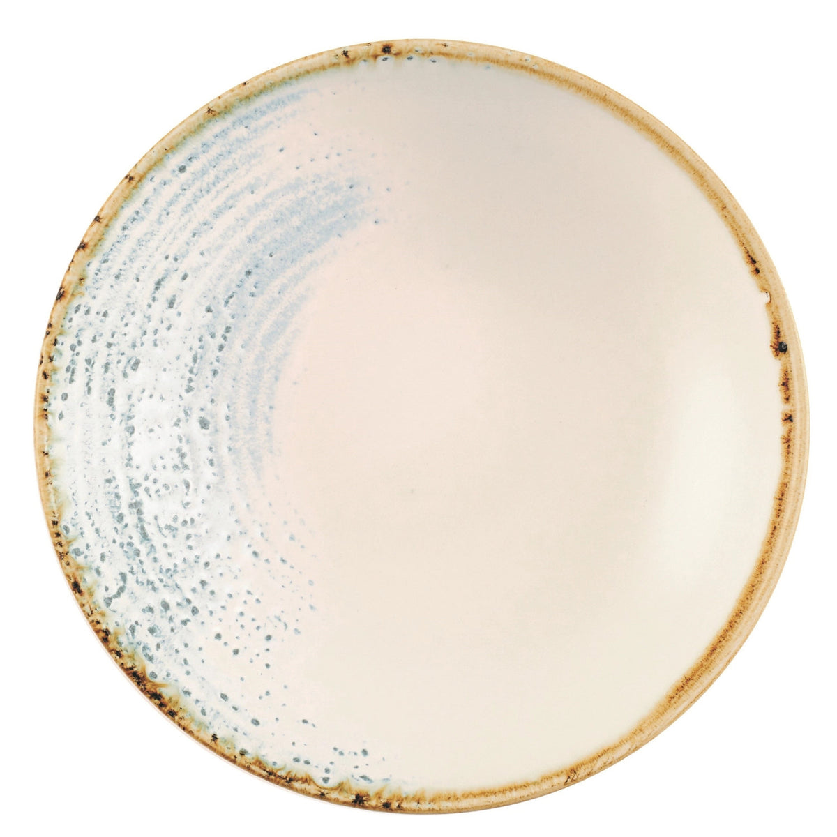 Blauer tiefer Coupe-Teller Homespun Accents Aquamarine mit unterglasur gedrucktem Dekor