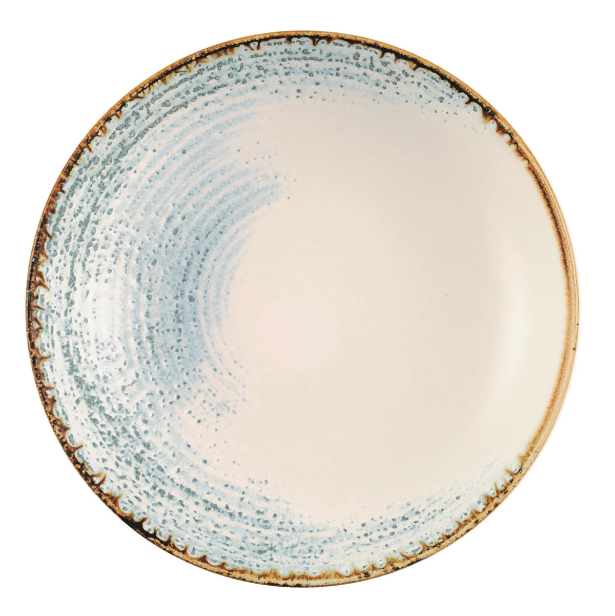 Blauer, tiefer Coupe-Teller Homespun Accents Aquamarine aus Keramik mit handgefertigtem Rand