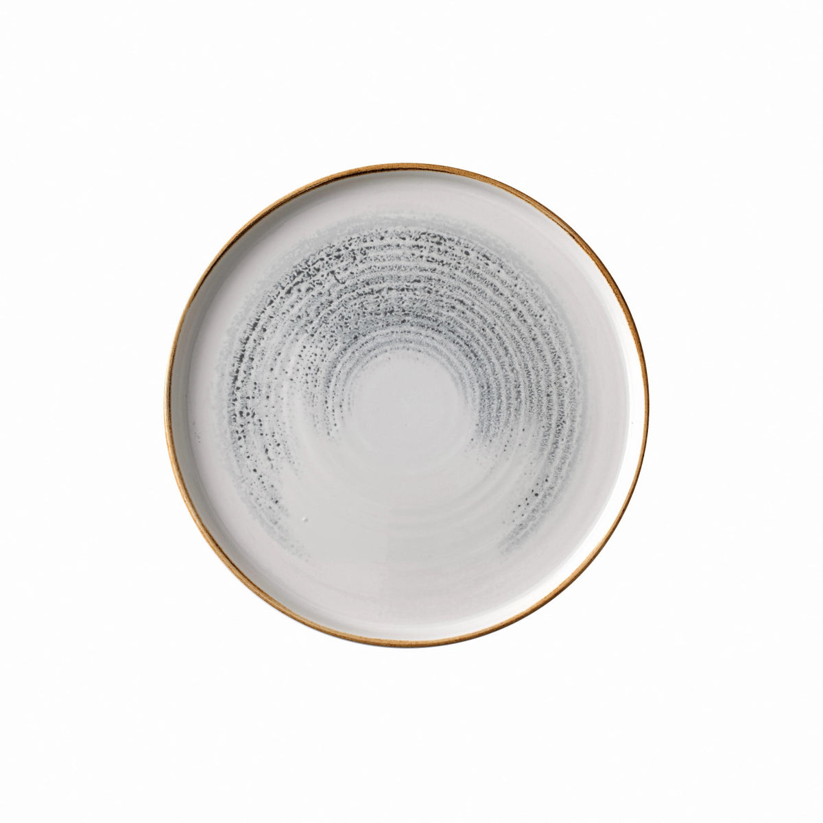 Runder Teller Homespun Accents Jasper Grey Walled in Silber aus Keramik mit Randstreifen